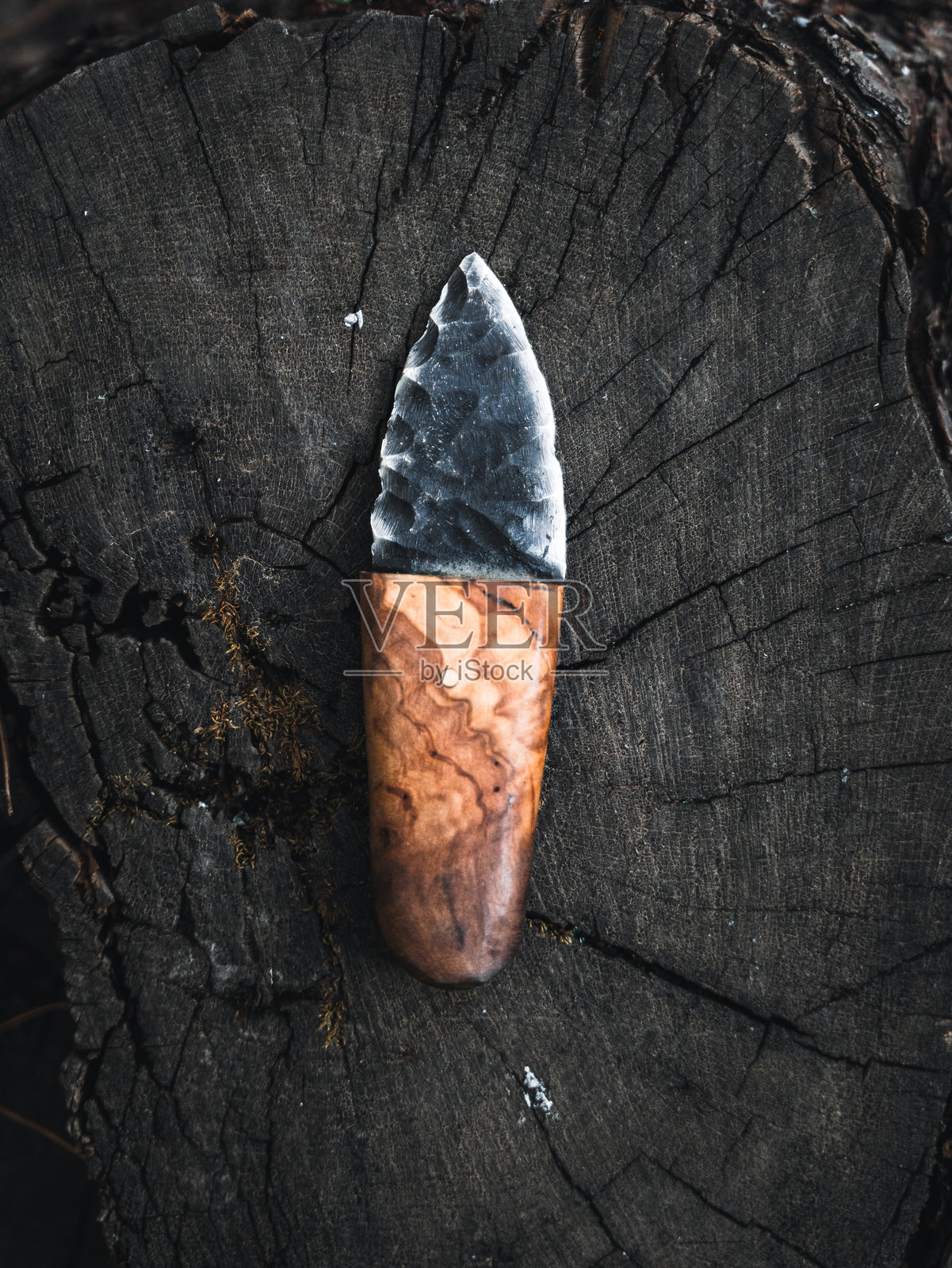 动物毛皮上的手工刀照片摄影图片