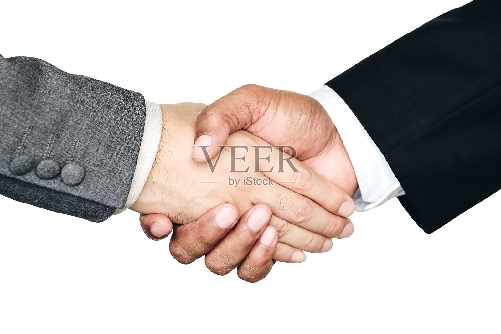 商务人士在白色背景下握手的局部照片照片摄影图片