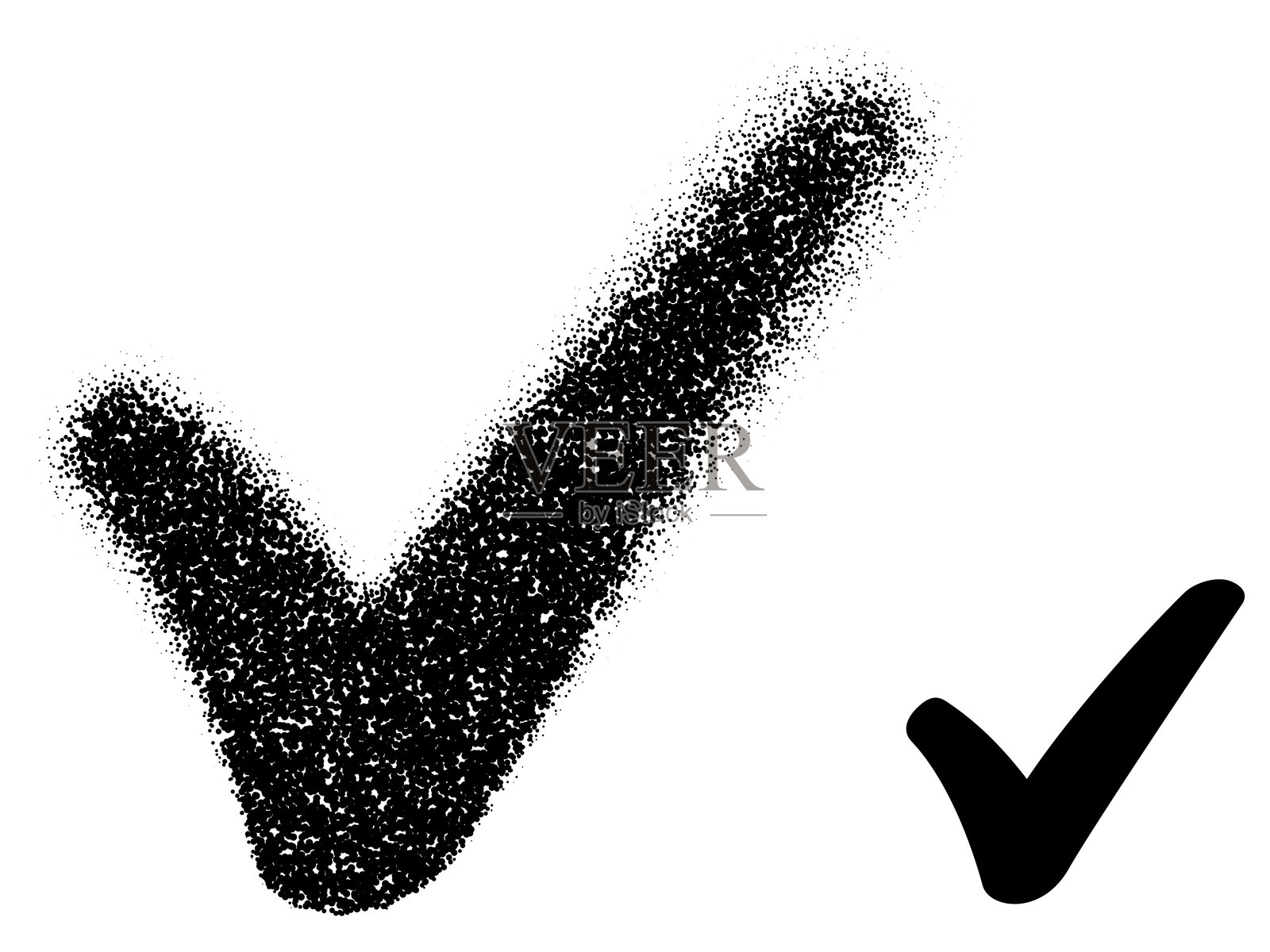 带有点刺纹理效果的复选标记符号插画图片素材