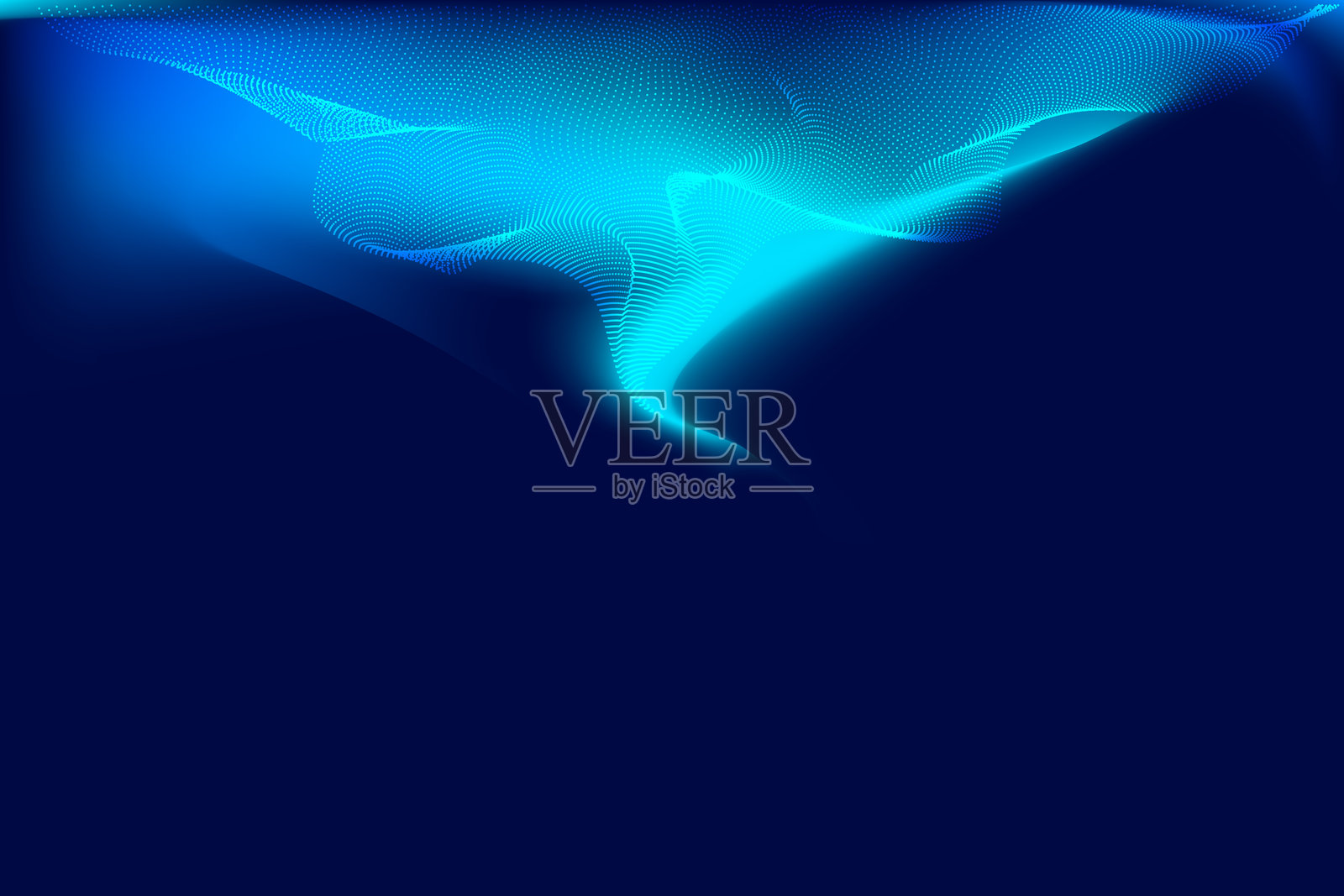 矢量插画：蓝色和蓝绿色调的柔和曲线在流动的数字海浪中舞动插画图片素材