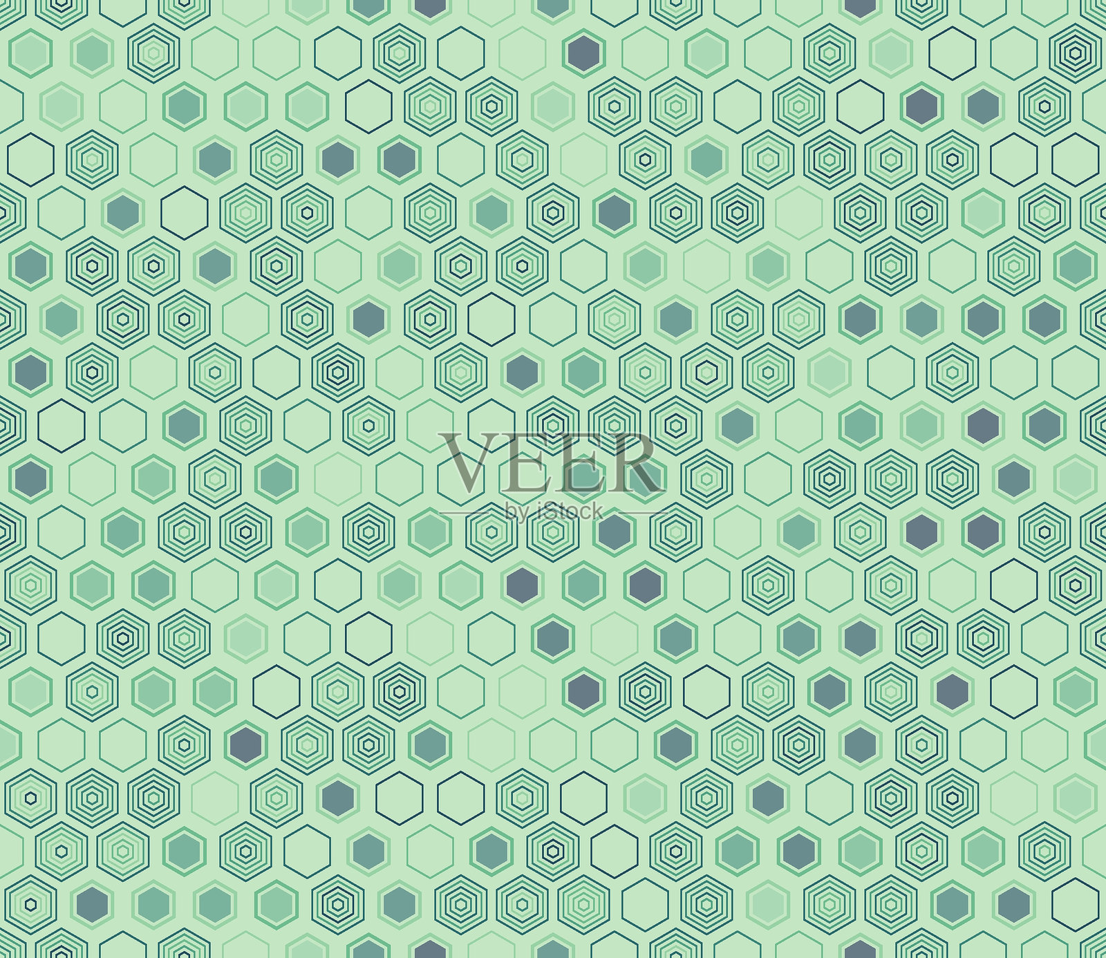 可平铺的六边形背景。多样风格和颜色的几何元素。蜂窝状几何形状。可平铺图案。无缝背景。生动的矢量插图。插画图片素材