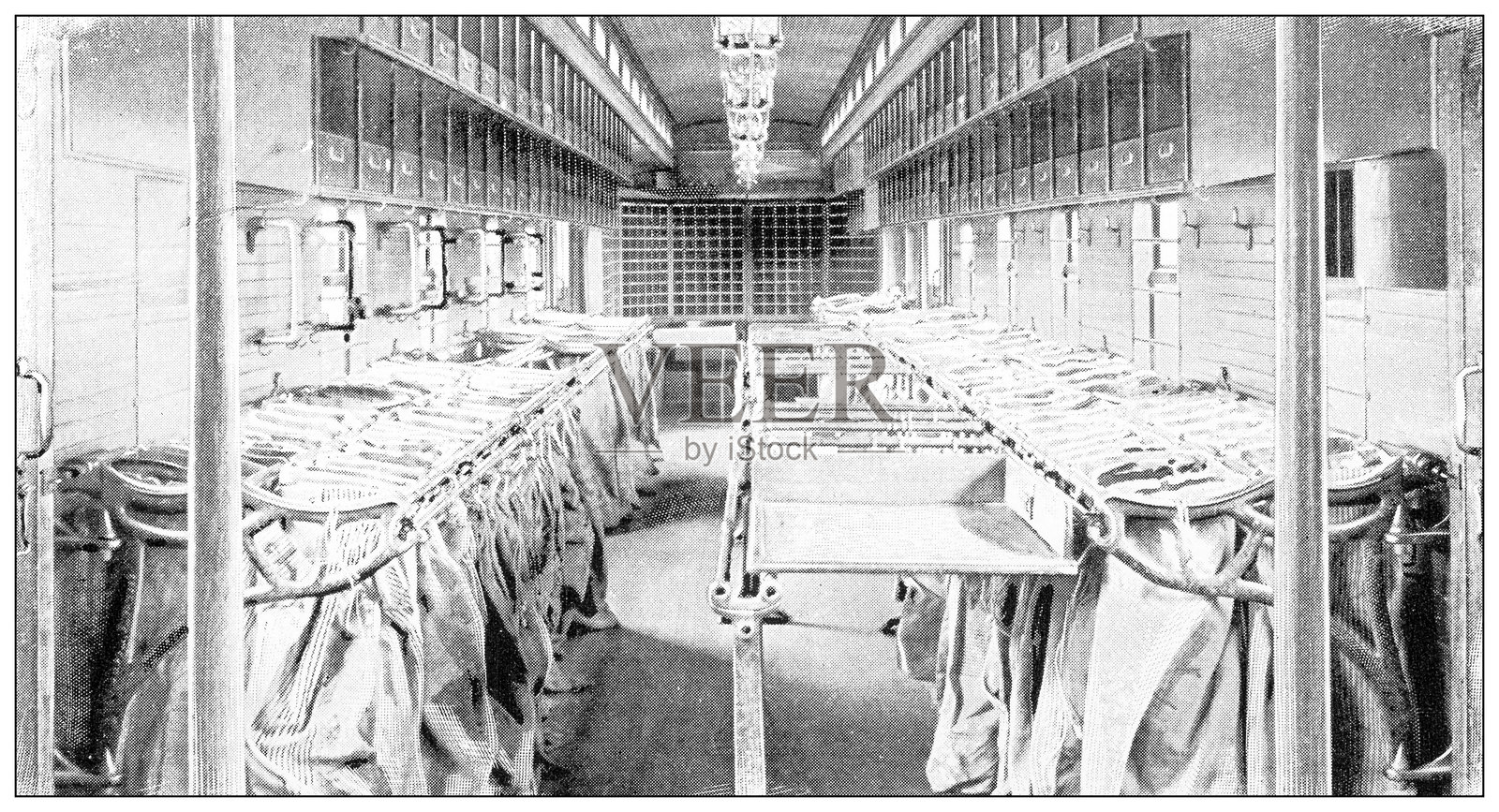 老照片：美国邮政服务，铁路邮车插画图片素材