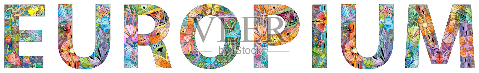 化学元素铕。手绘字母。矢量文本。插画图片素材