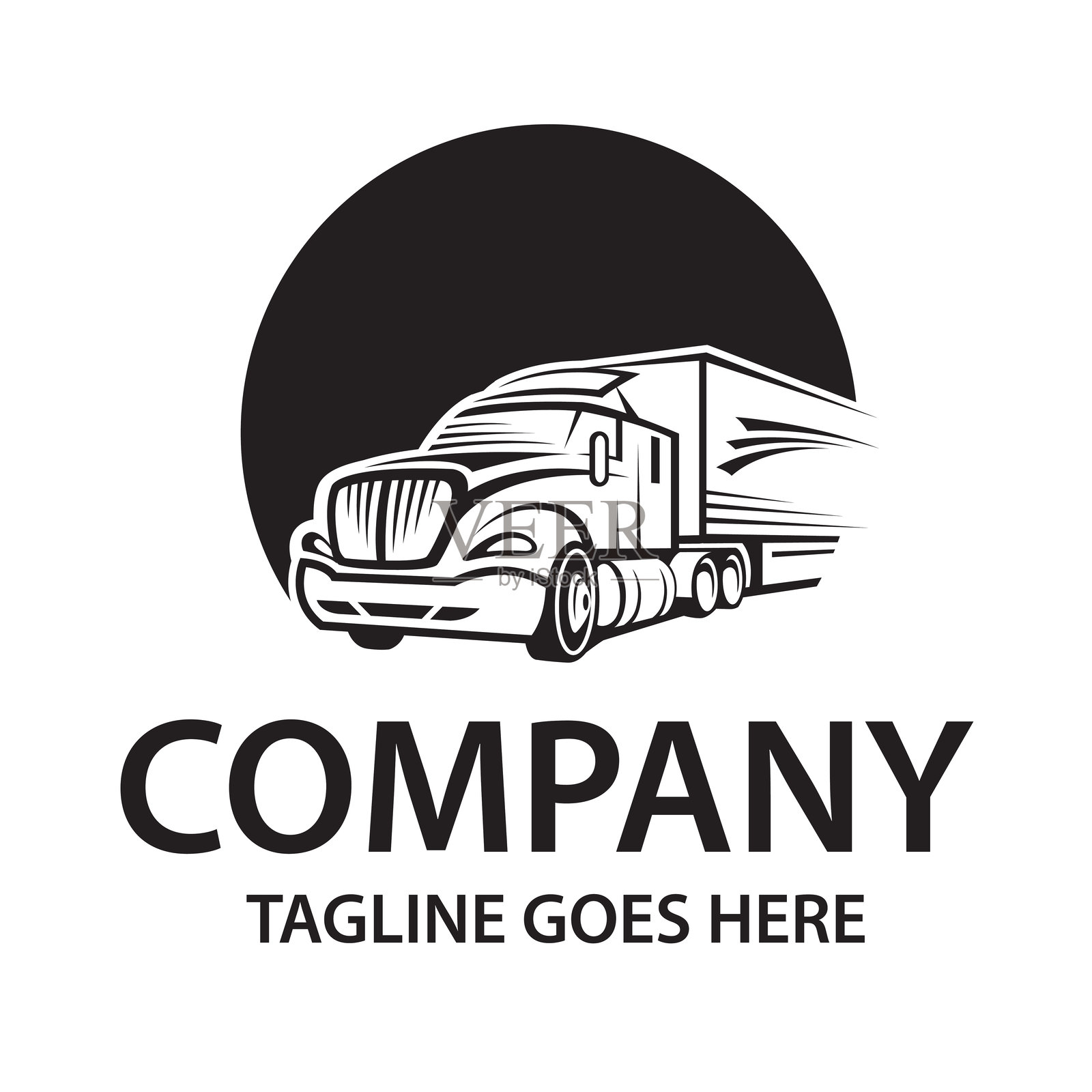 带拖车的卡车图标插画图片素材