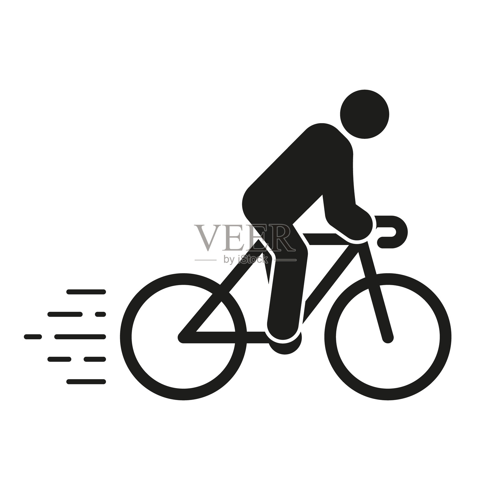 骑自行车的人物剪影图标。骑行、锻炼、休闲。户外活动和健康交通。独立的矢量插图。插画图片素材