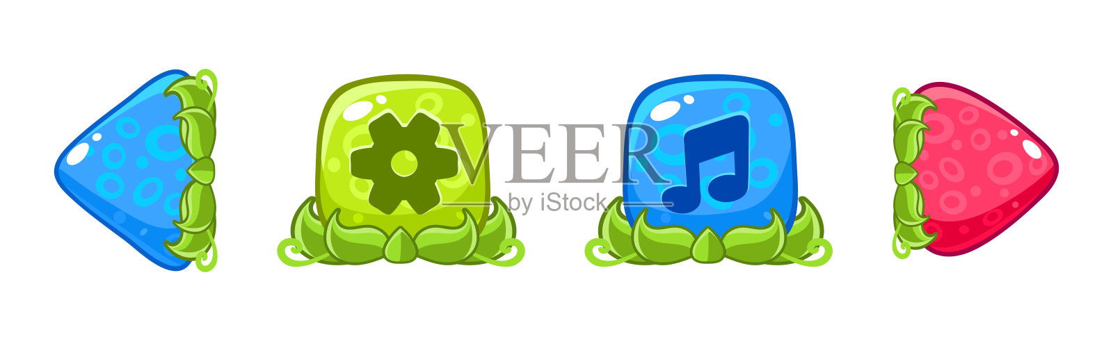 移动游戏设计元素彩色按钮矢量素材插画图片素材