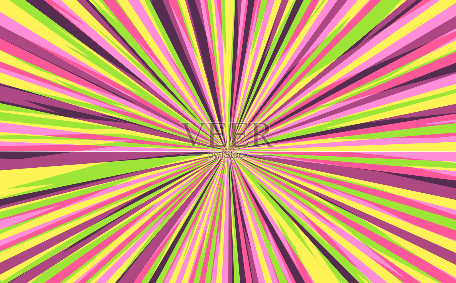 波普艺术放射状彩色漫画书杂志封面。条纹蓝色数字背景。卡通有趣的复古图案条带样本。矢量半色调插图。放射状光芒，星形光芒。插画图片素材