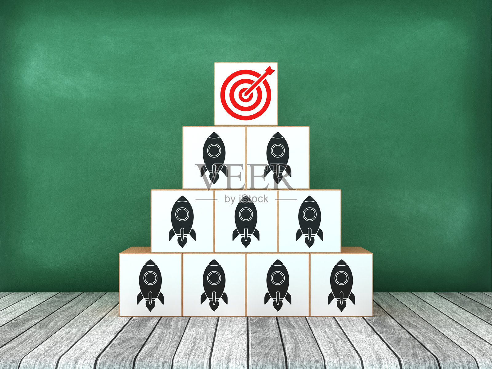 带有目标的火箭积木照片摄影图片