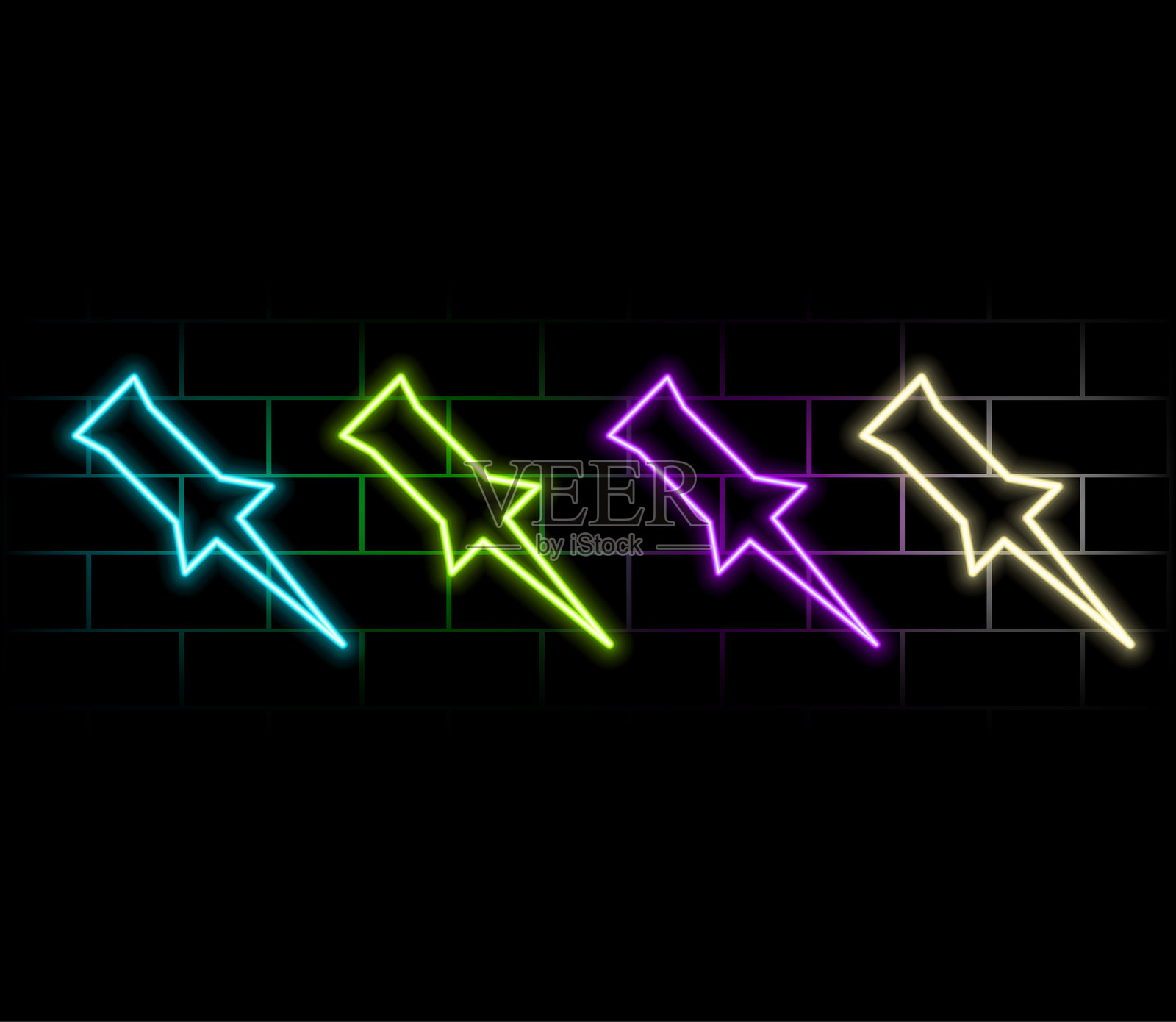 霓虹灯配置图标，工具符号动画插画图片素材