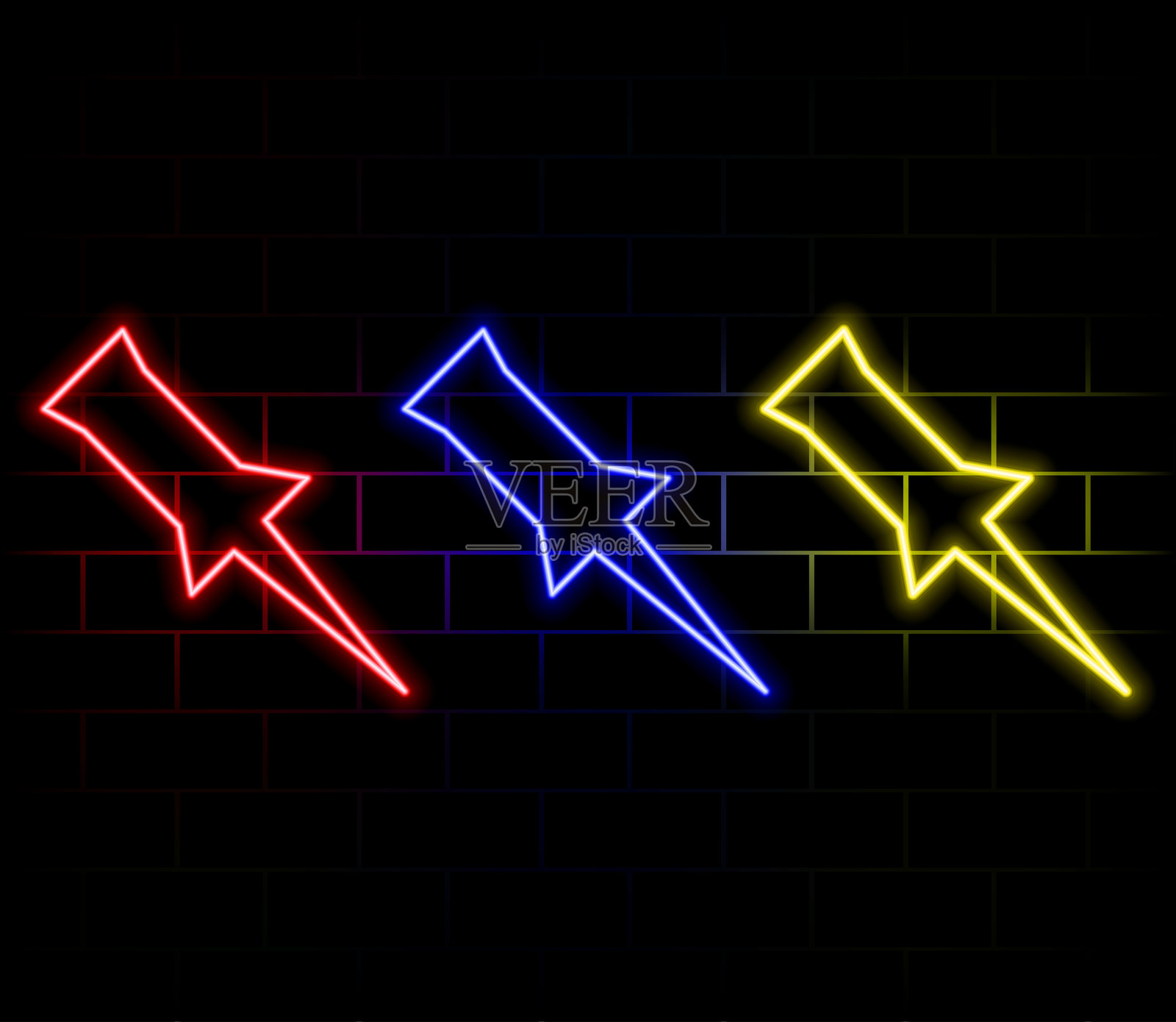 带有配置图标的霓虹灯发光工具符号动画标志插画图片素材