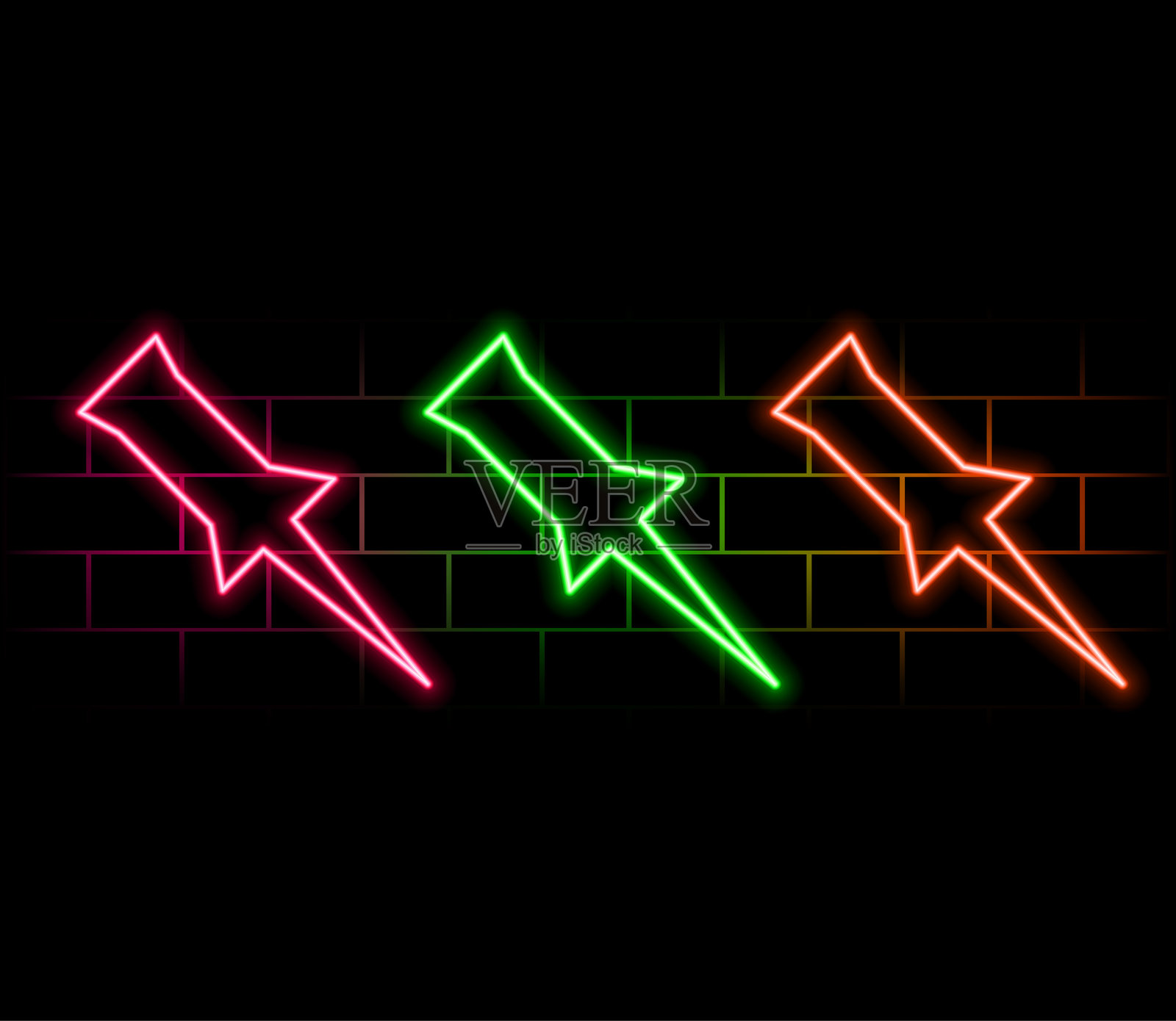 带有配置图标的霓虹灯发光工具符号动画发光标志2插画图片素材