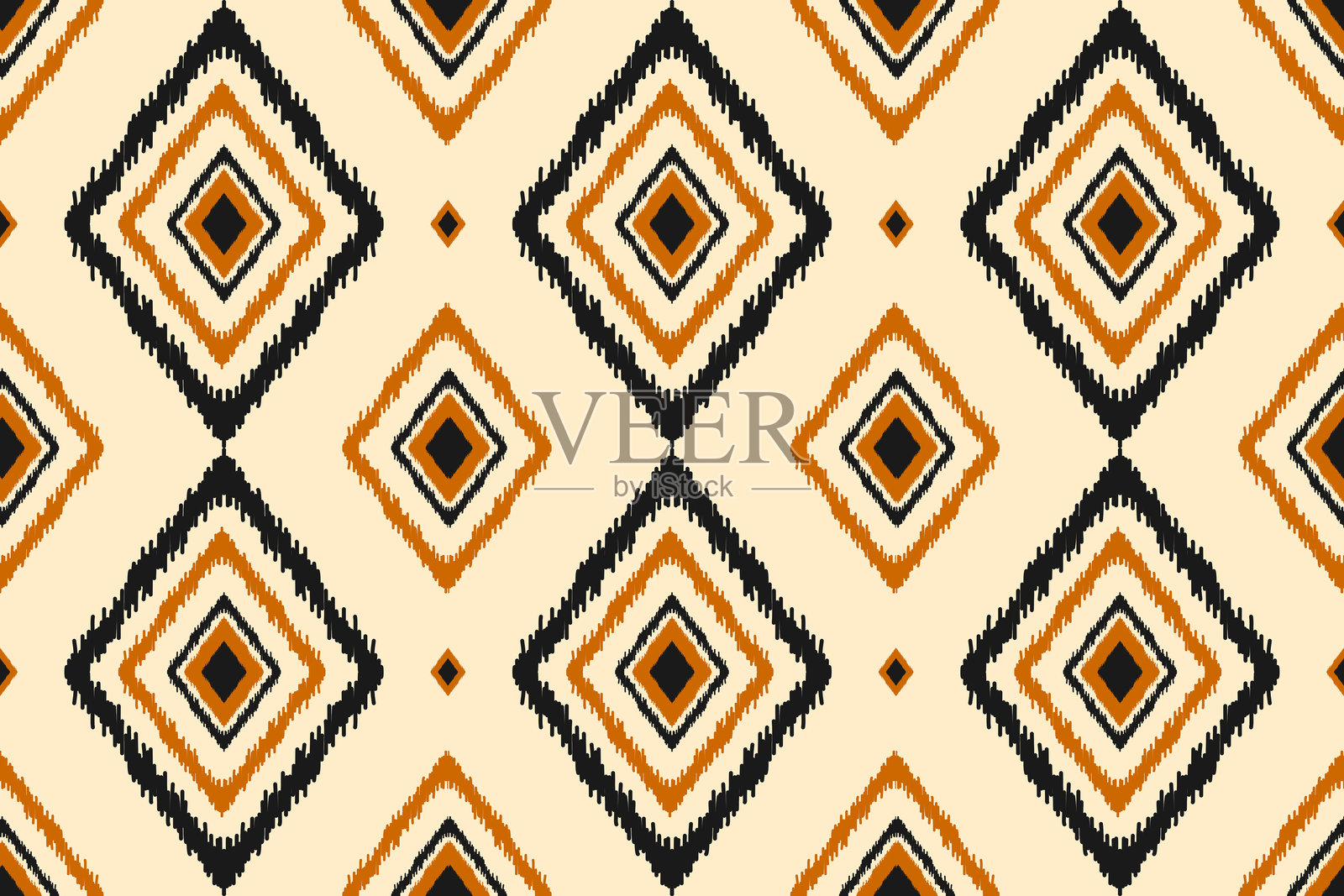 美丽的民族伊卡特背景。几何民族伊卡特无缝图案，具有部落风格。印度风格的面料。插画图片素材