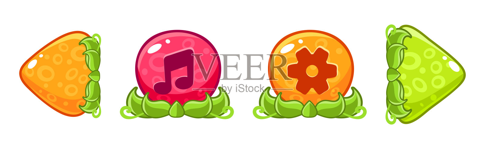 移动游戏设计元素彩色按钮矢量素材插画图片素材