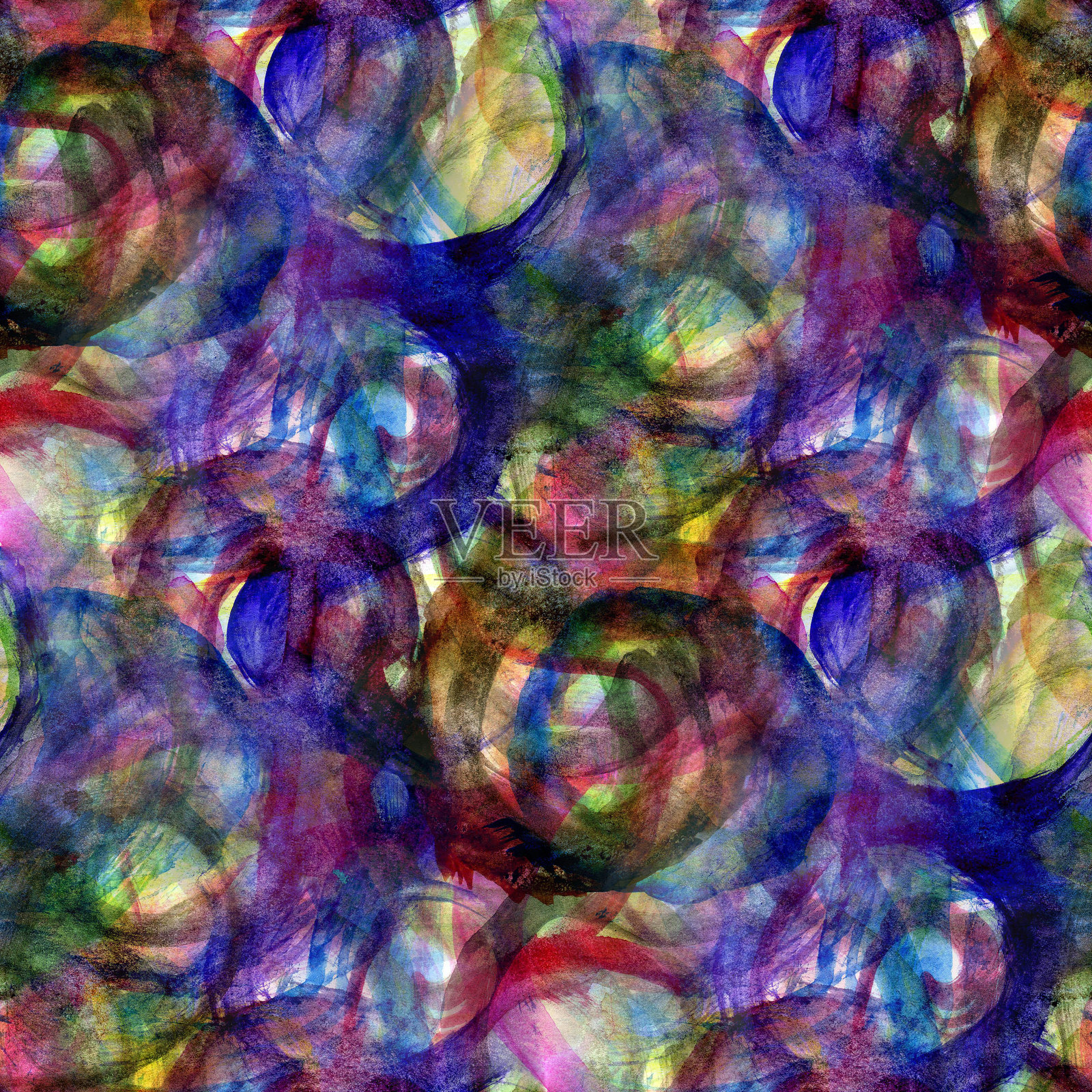 水彩彩虹抽象纹理无缝图案插画图片素材