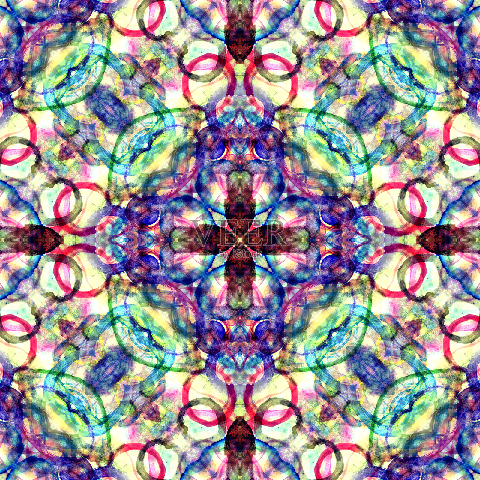 水彩蓝色抽象纹理无缝图案插画图片素材