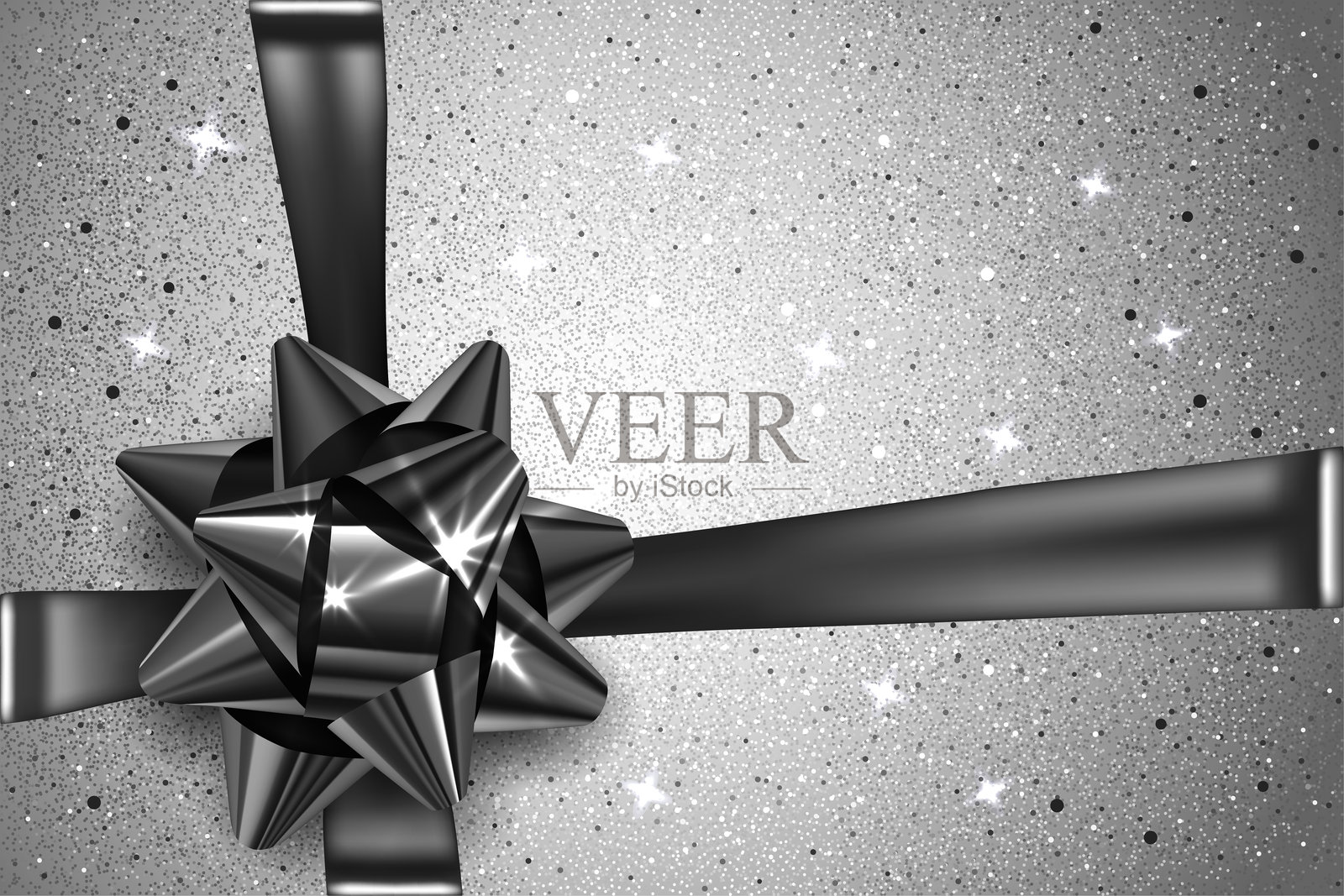 逼真的矢量模板，带黑色丝带和缎带蝴蝶结的横幅插画图片素材