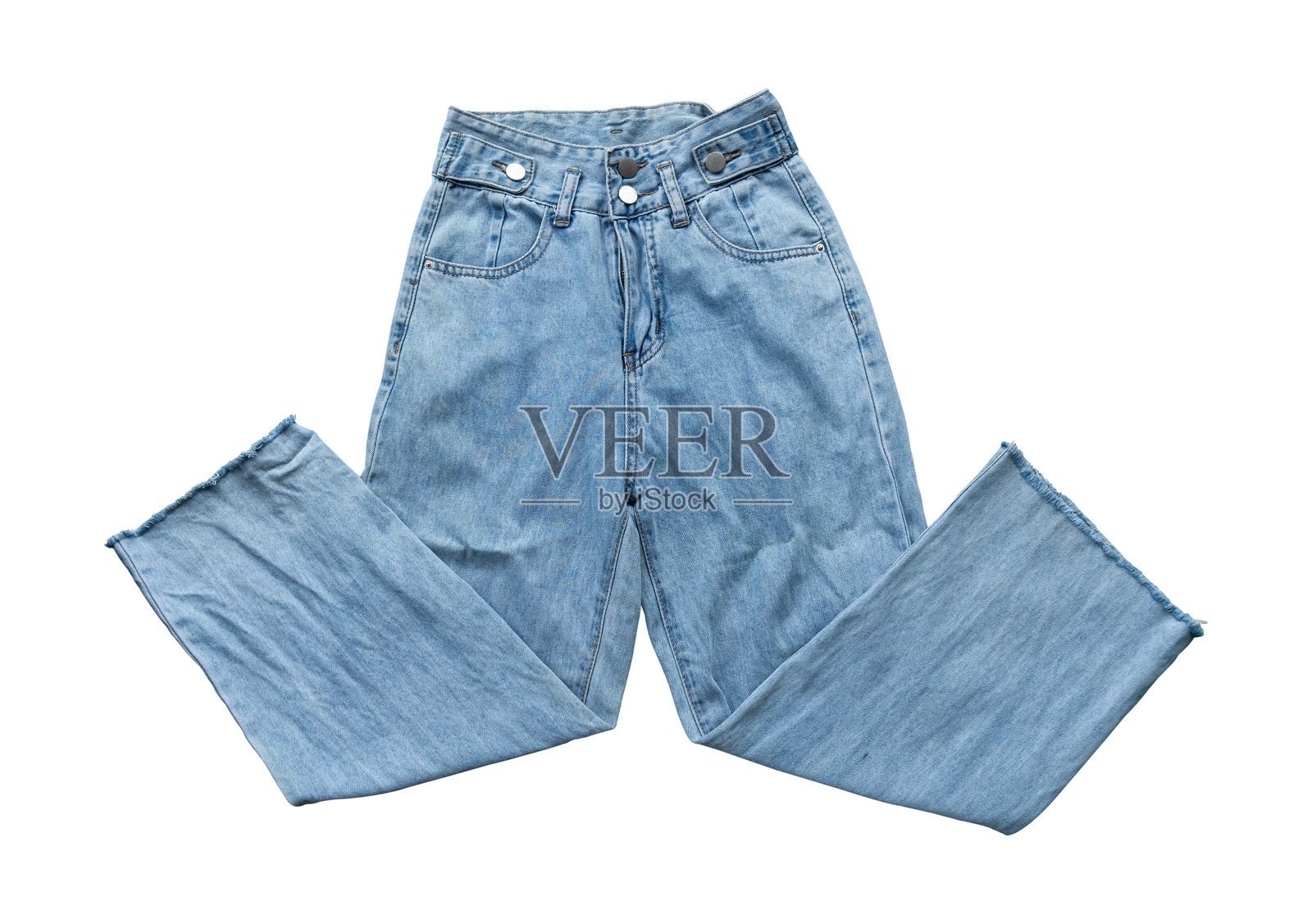 白色背景上的牛仔裤，带有抠图路径。照片摄影图片