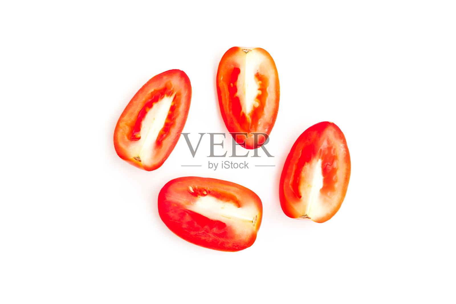 红色番茄切片，孤立在白色背景上，成熟的番茄，食品原料照片摄影图片