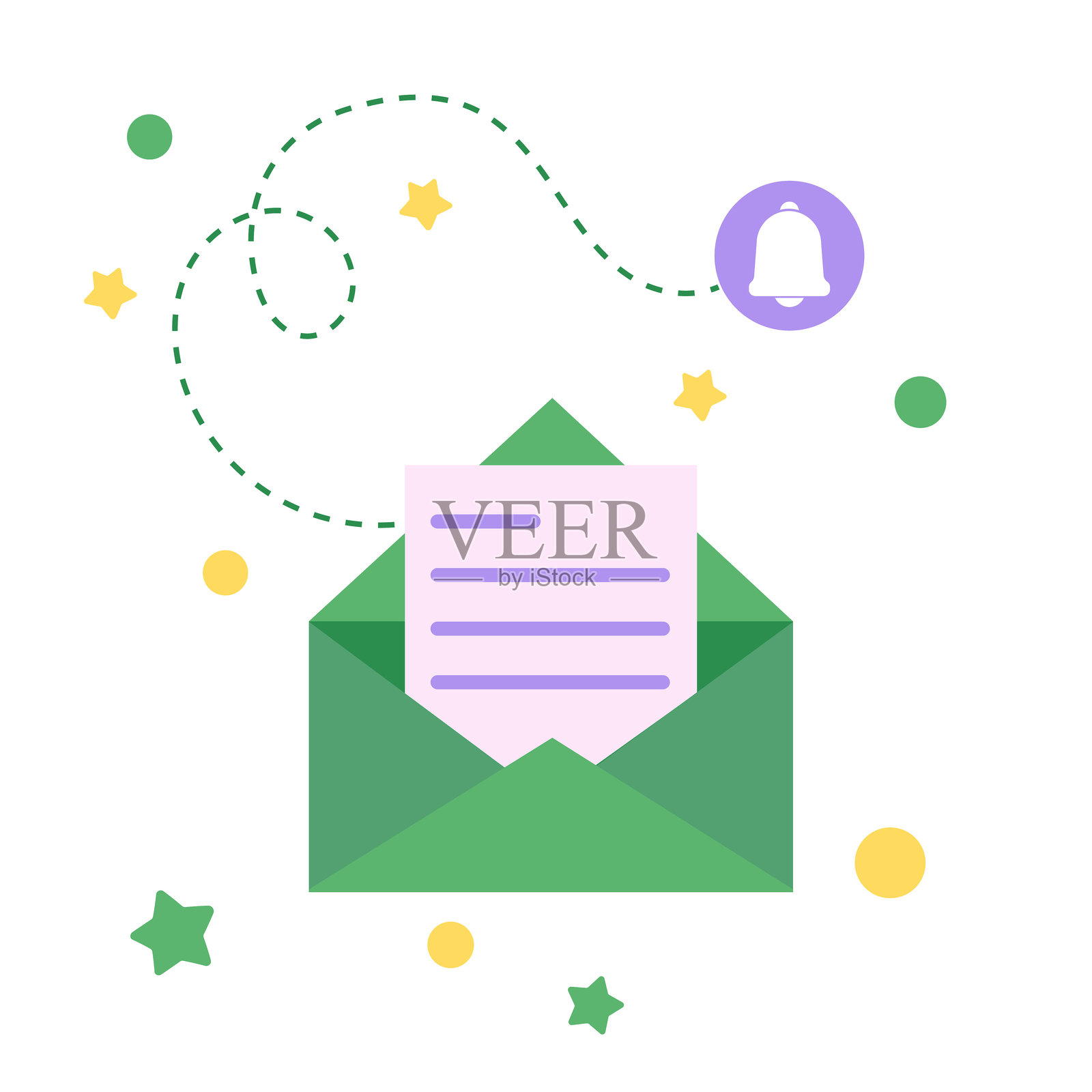 明亮绿色的电子邮件信件消息或在线博客图标插画图片素材