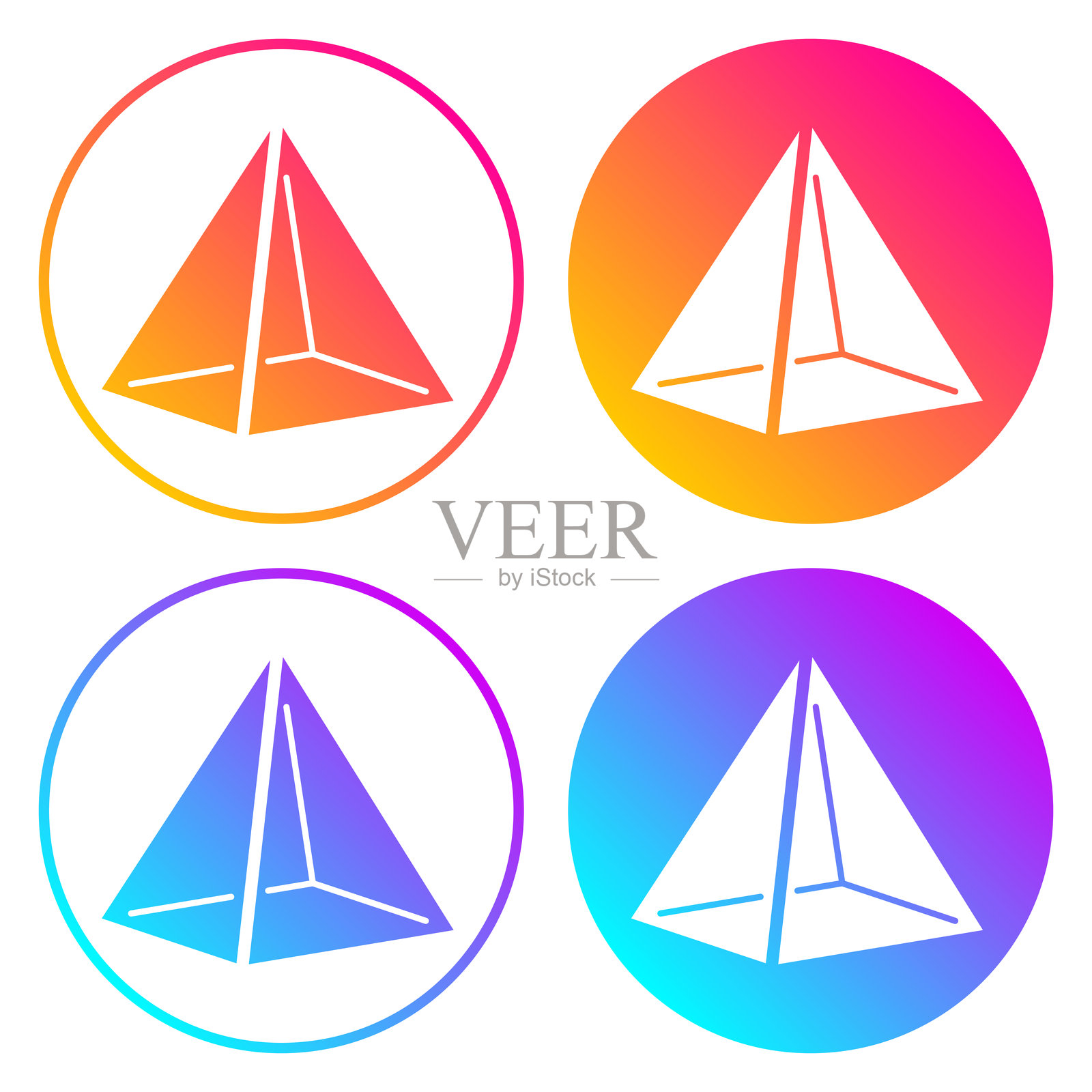 金字塔。带有颜色渐变的圆形图标插画图片素材