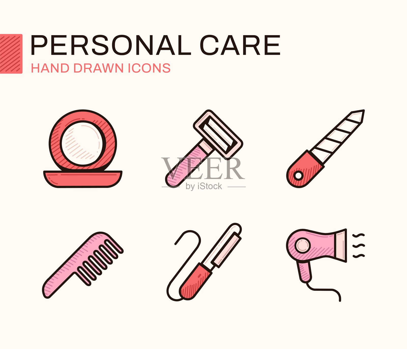 个人护理轮廓图标插画图片素材