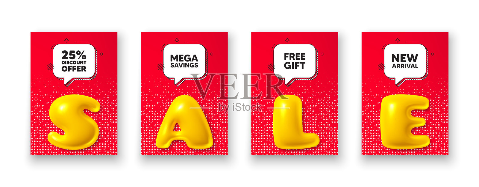 25%折扣。促销价格标志。带有3D促销文本的海报模板。矢量图。插画图片素材