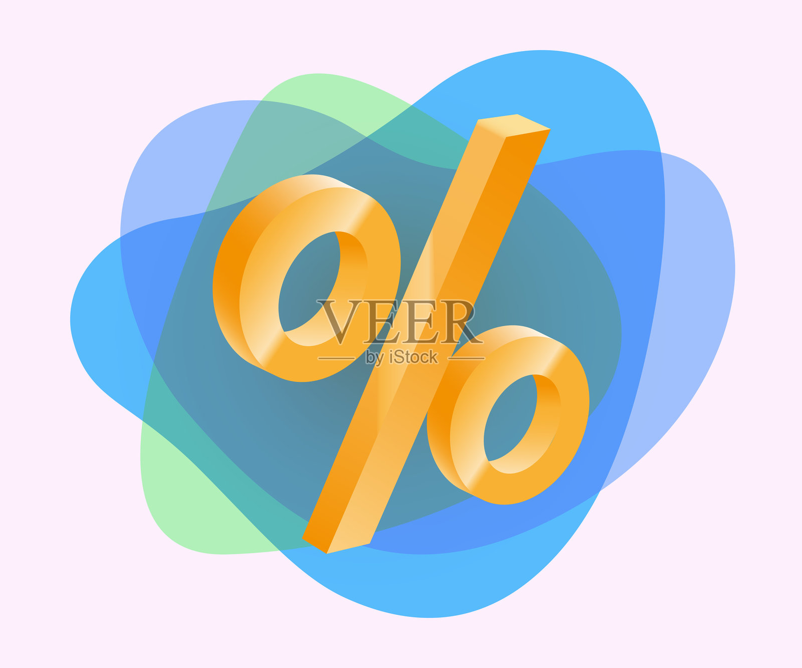 黄色三维百分比符号图标插画图片素材