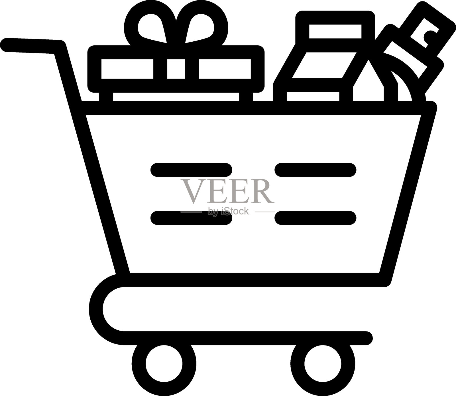 购物车完整图标风格插画图片素材