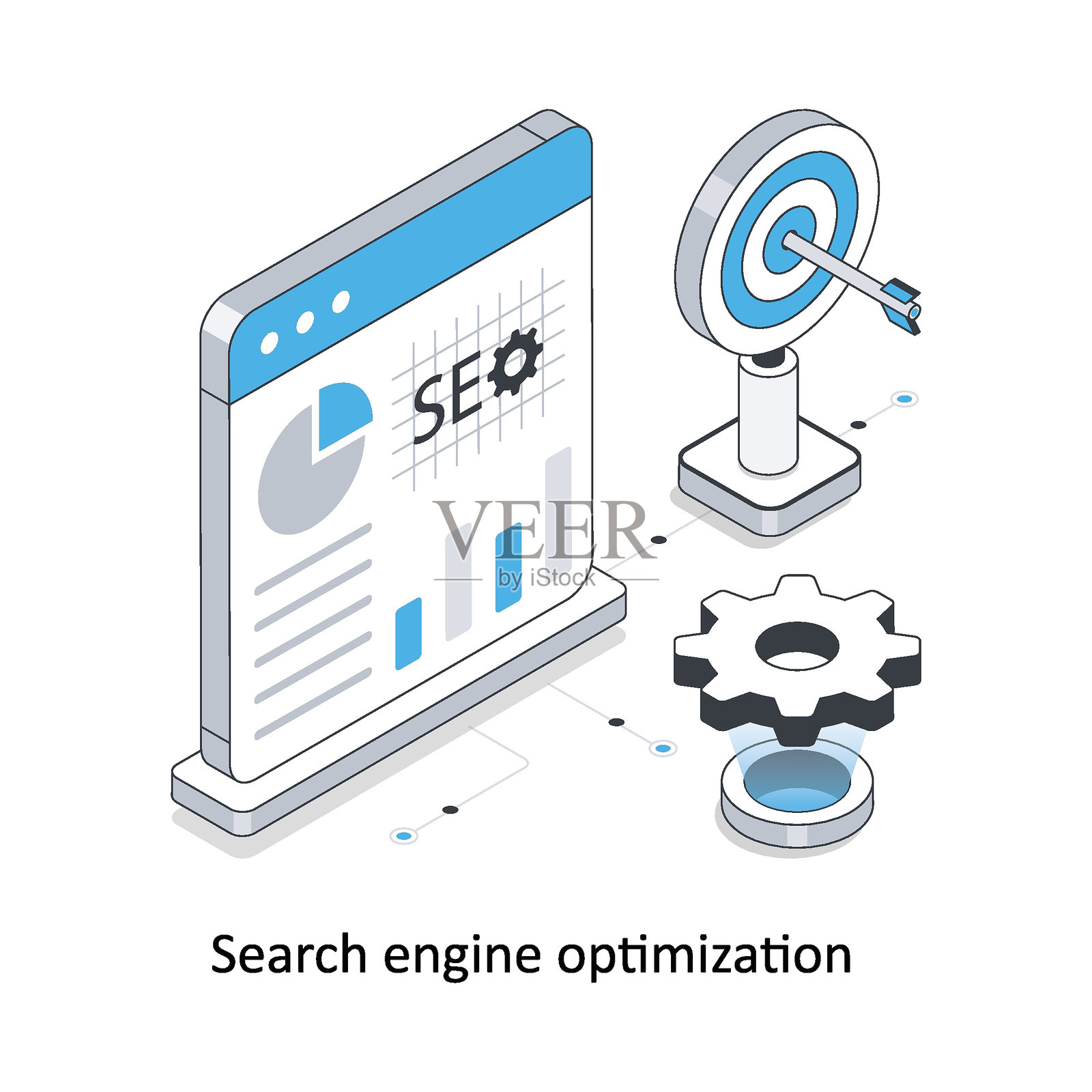 搜索引擎优化2.5D库存插图（EPS文件）插画图片素材