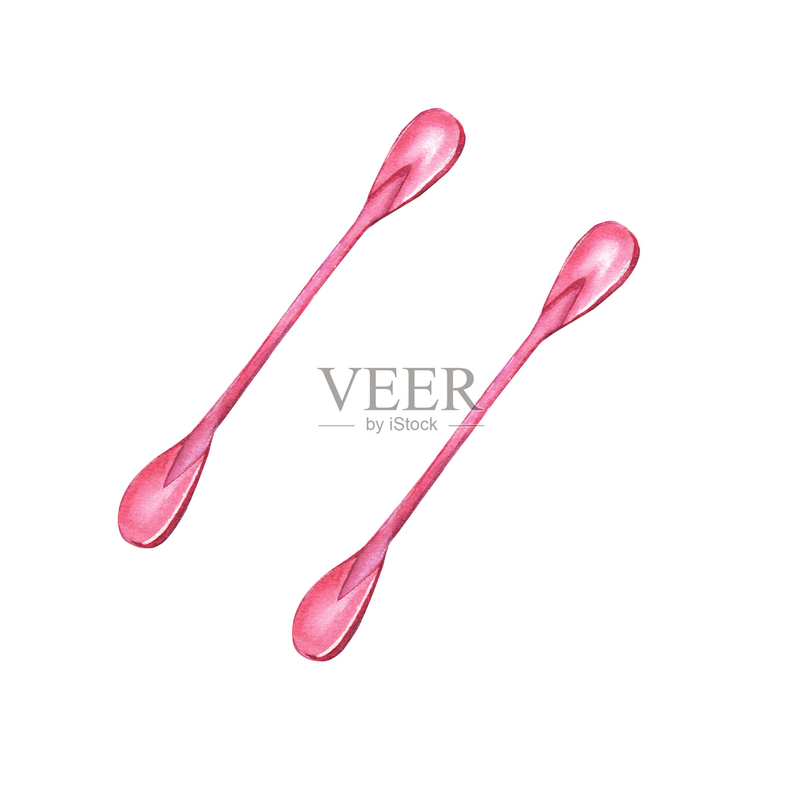 水彩桨。手绘水彩插图，背景为白色。用于设计的水彩桨。插画图片素材