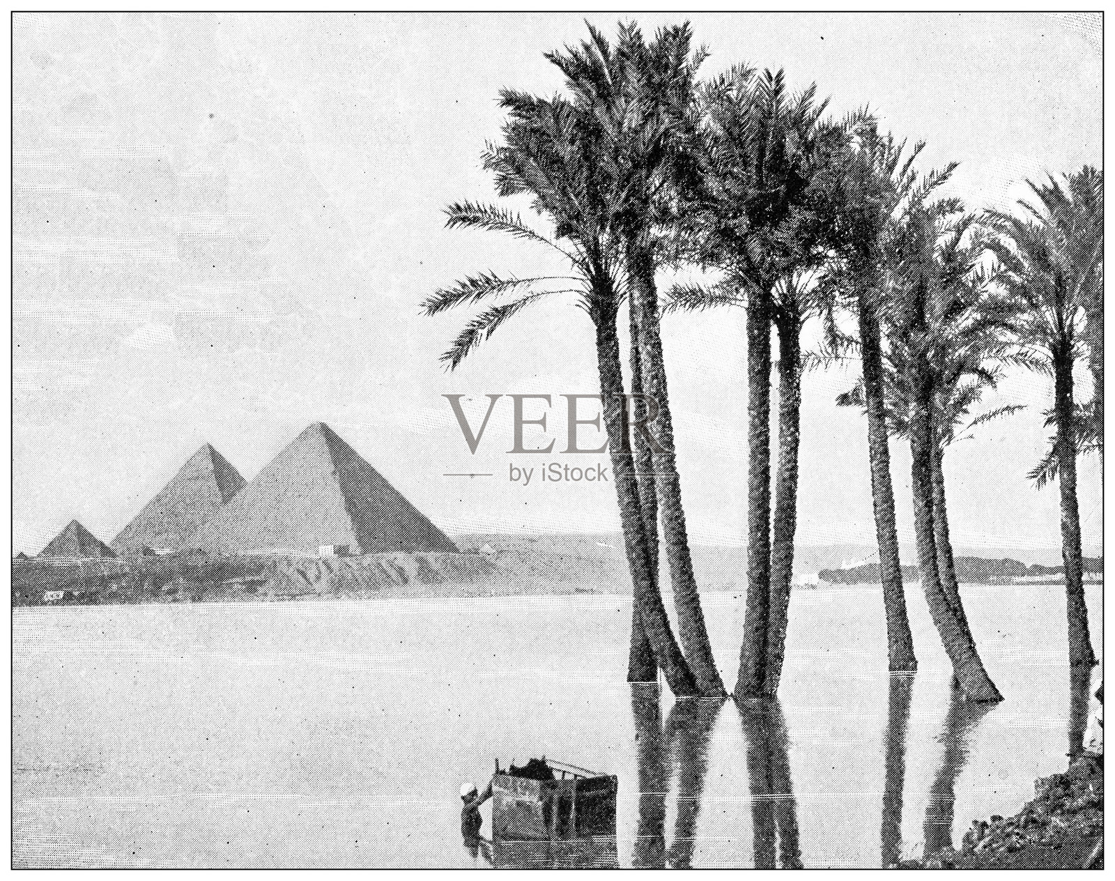 埃及尼罗河洪水复古图片插画图片素材