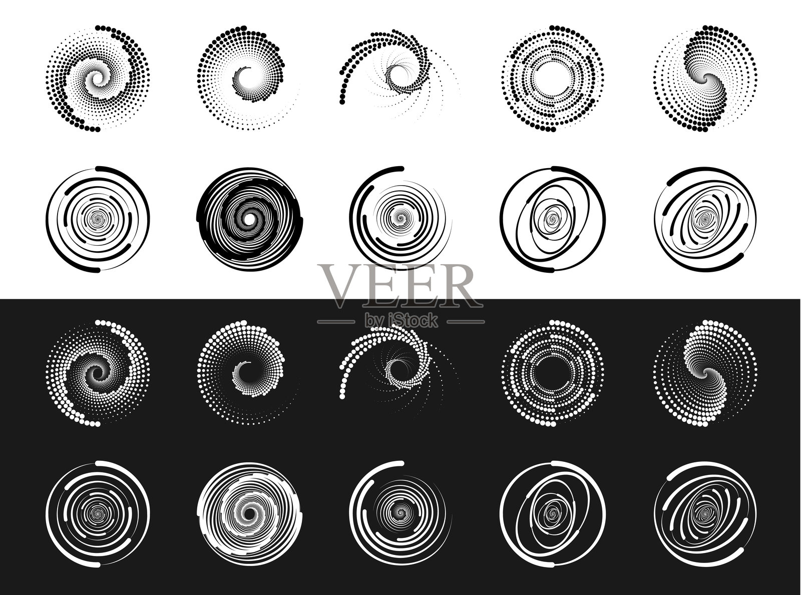 抽象的圆形半色调框架旋转的点状圆形形状插画图片素材