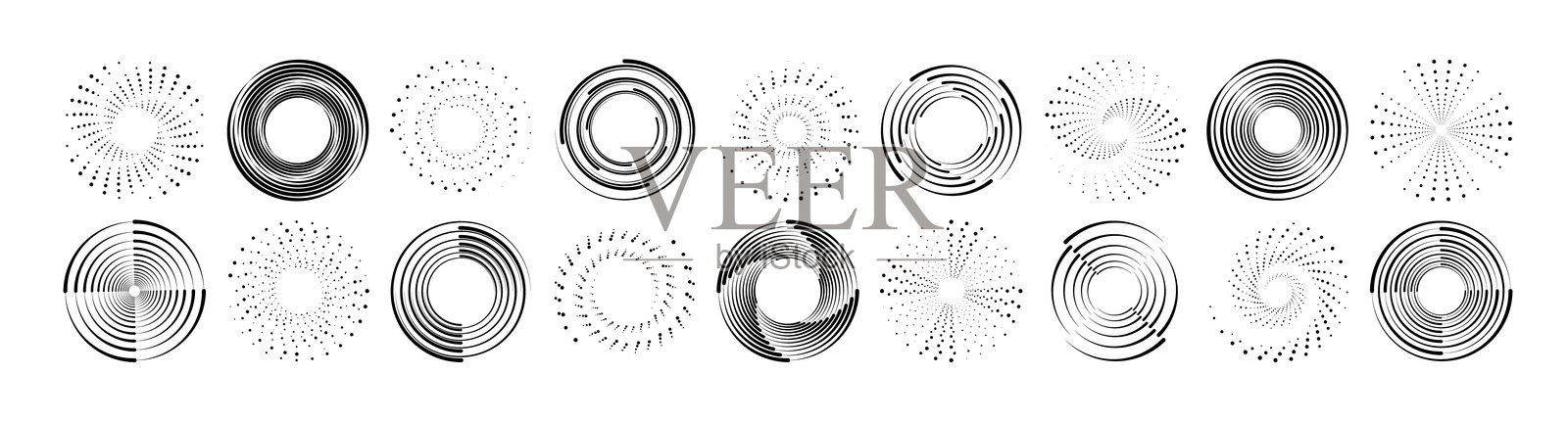 白色圆点框架组合，独立于黑色背景上插画图片素材