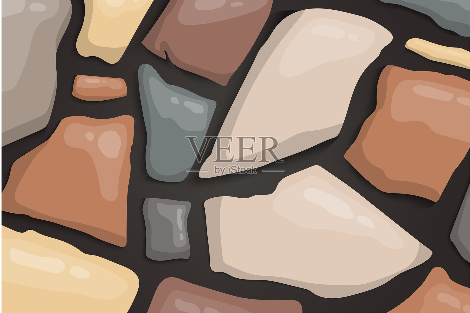 彩色石头排列的背景设计，横向布局。插画图片素材