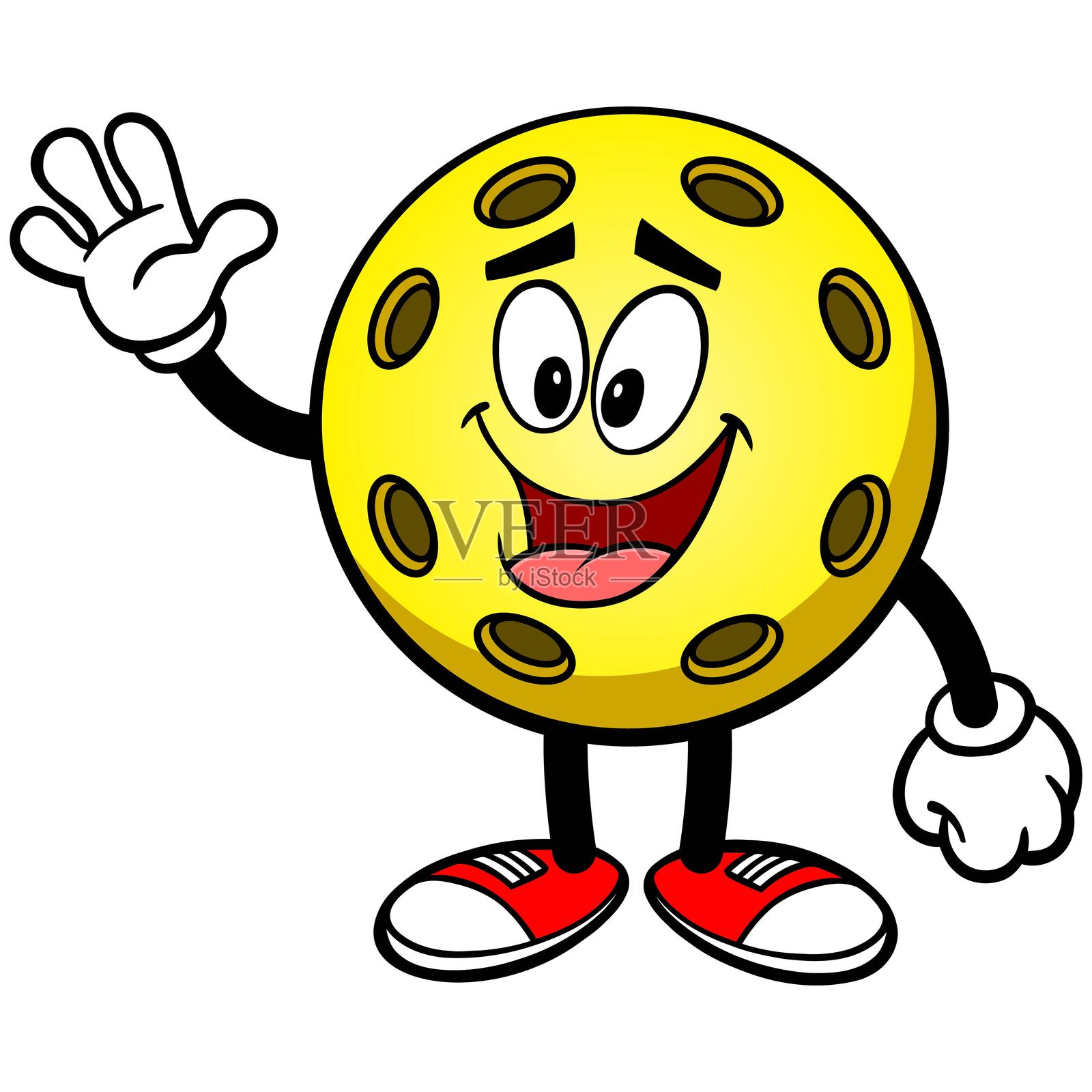 挥舞的黄色皮克尔球插画图片素材