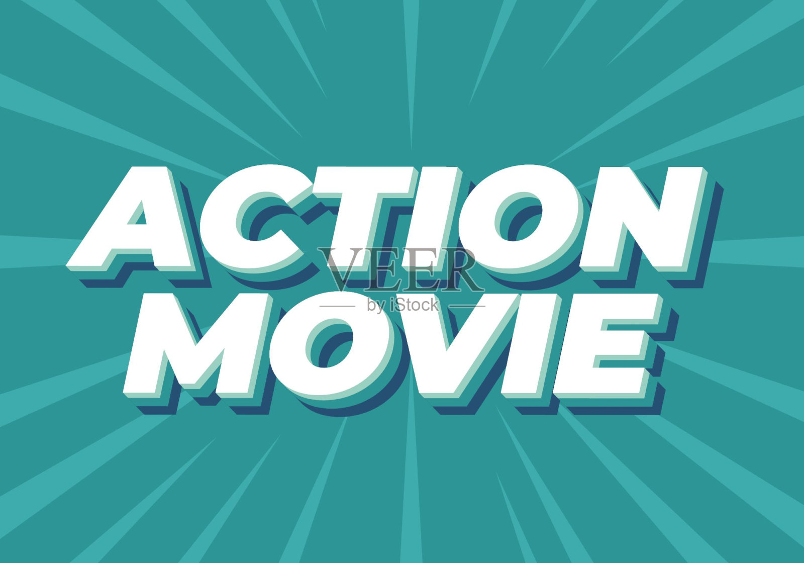 动作电影。具有现代色彩的3D效果文字。插画图片素材