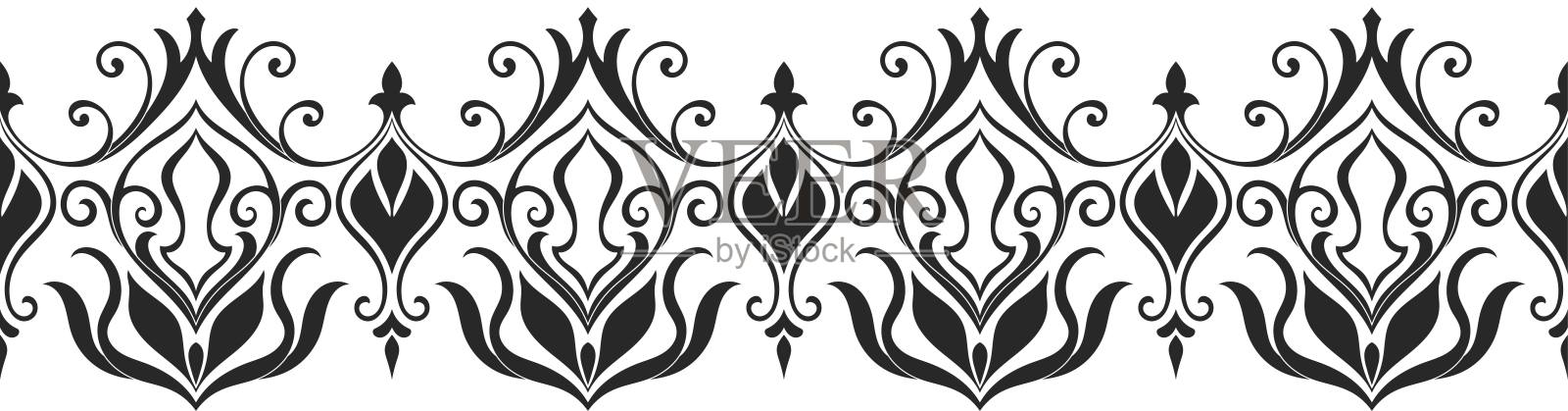 白色背景上的黑色民族部落笔触。插画图片素材