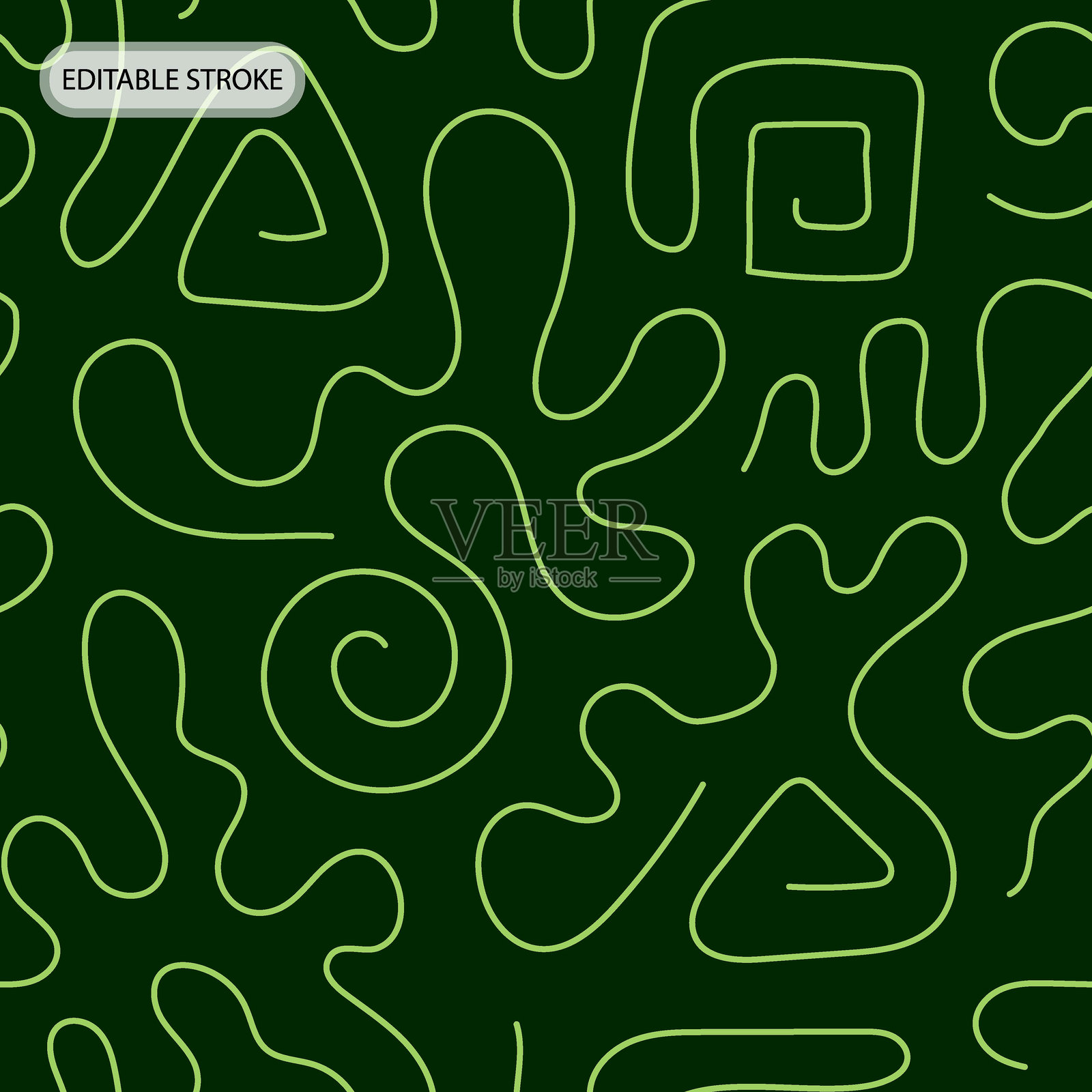 无缝波浪抽象形状图案。可编辑的线条。背景模板，布局。适用于任何主题设计的各种图案画笔。插画图片素材