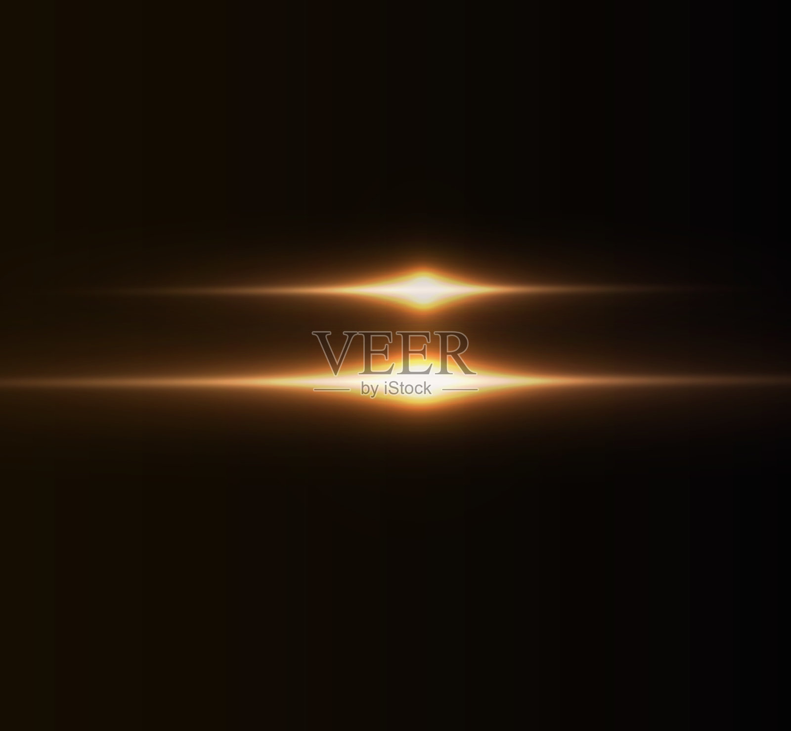 黄色线条水平镜头，光晕，激光束，光晕，光线，黑色背景上的发光条纹，抽象发光背景。插画图片素材