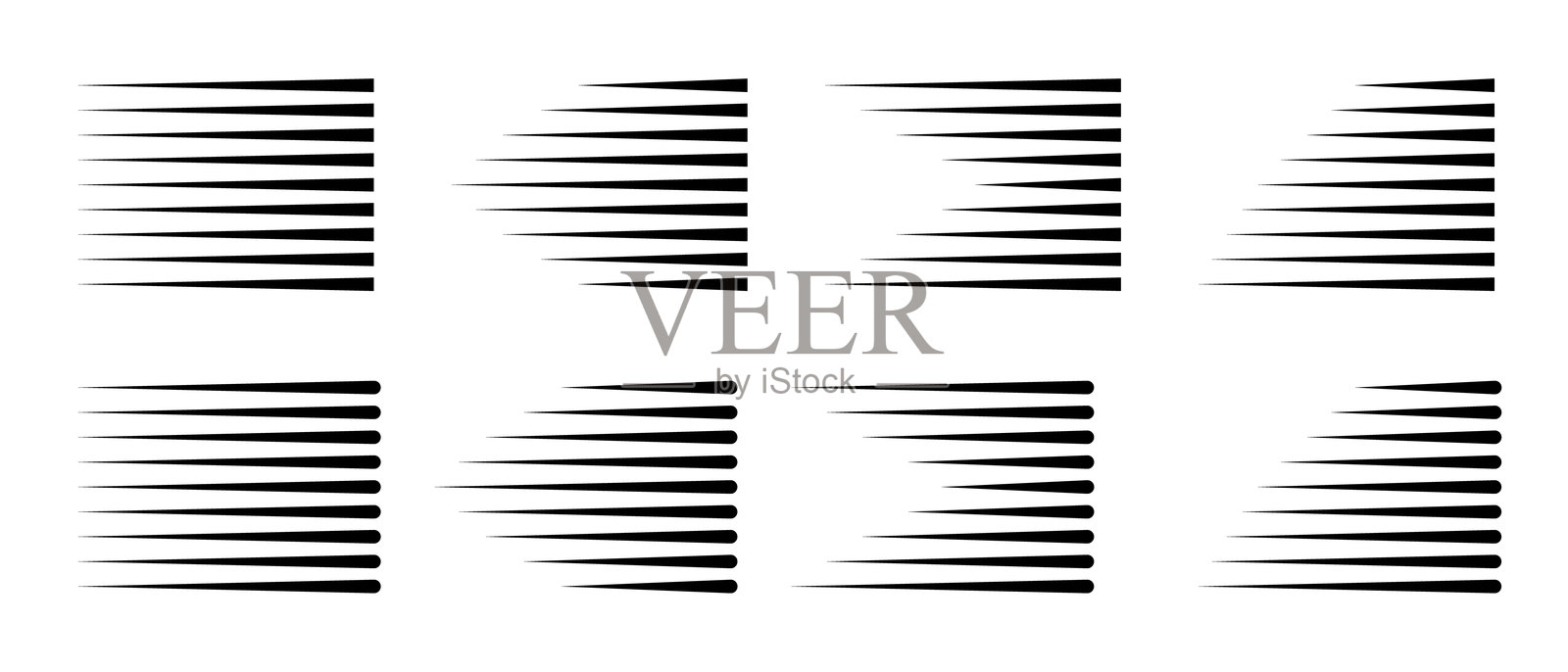 不同形状的速度线集合。快速运动效果。黑色水平动作线。矢量插图插画图片素材