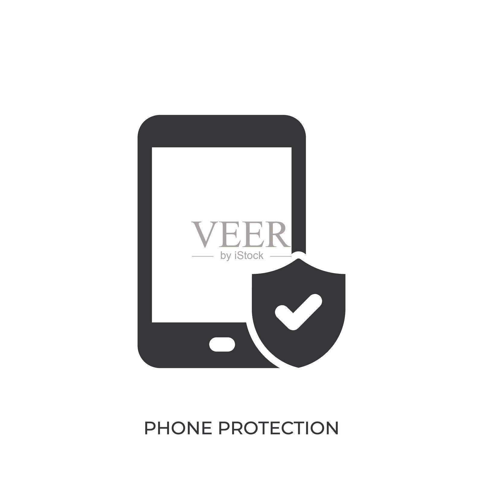 手机保护图标，实心图标，可广泛应用，简单、像素完美且现代风格。插画图片素材