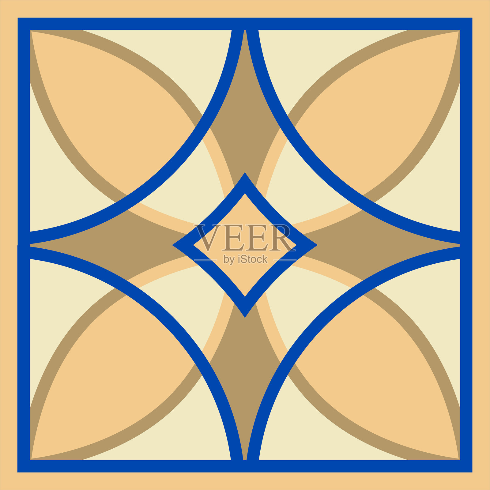 手绘方形陶瓷砖的矢量图。典型的几何图案设计，适用于地面和墙壁的装饰。插画图片素材