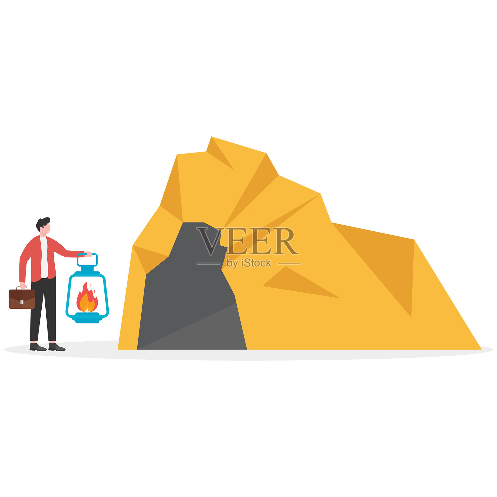 商人拿油灯照亮前进的道路，职业指导或招聘插画图片素材