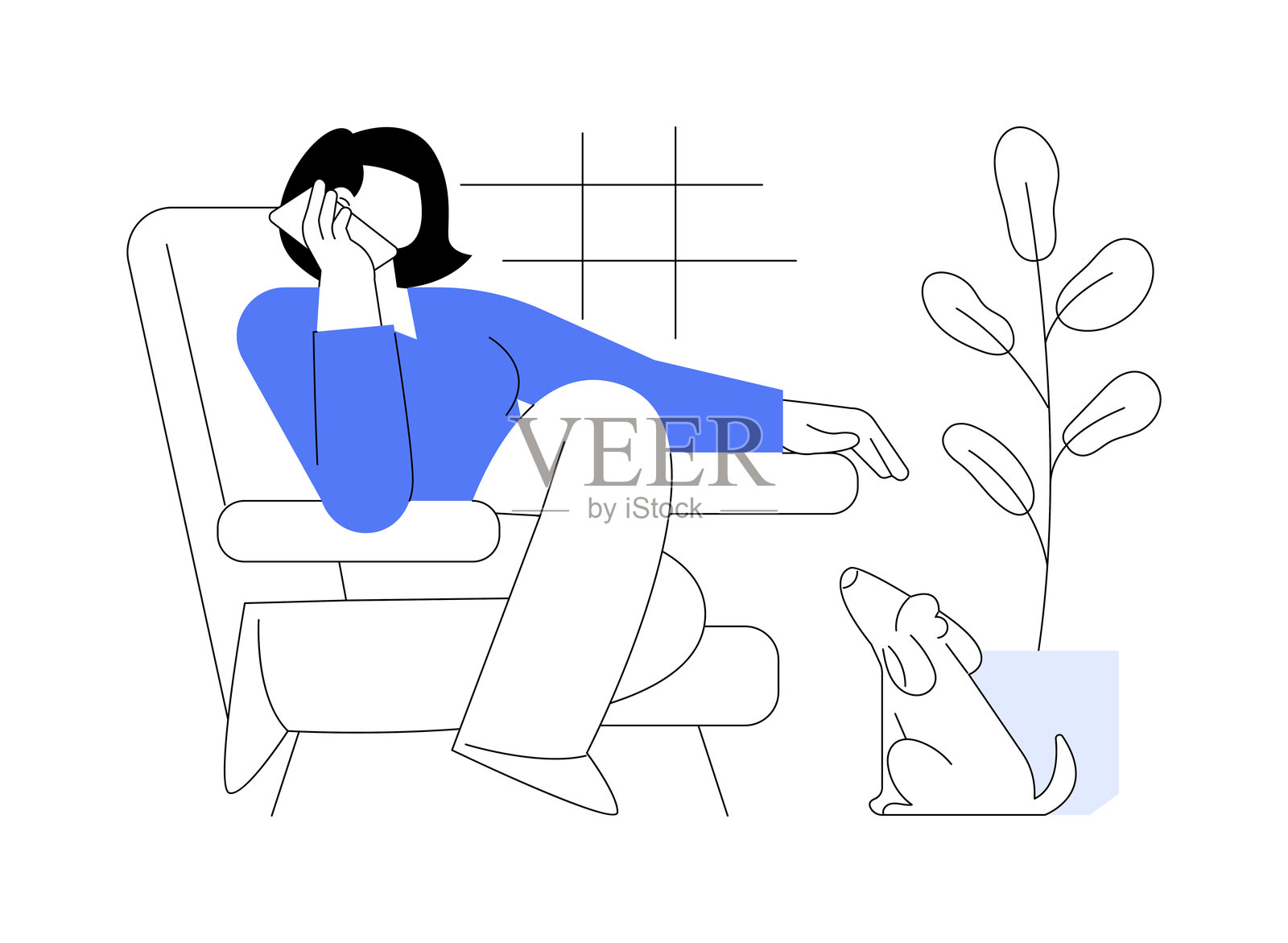 与朋友交谈的独立卡通矢量插图插画图片素材