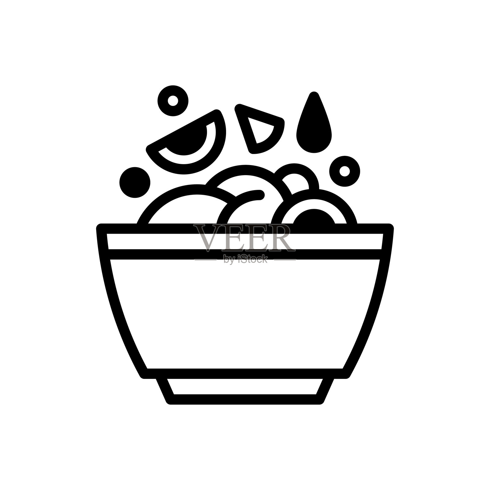 一个简单的沙拉碗线条画插画图片素材
