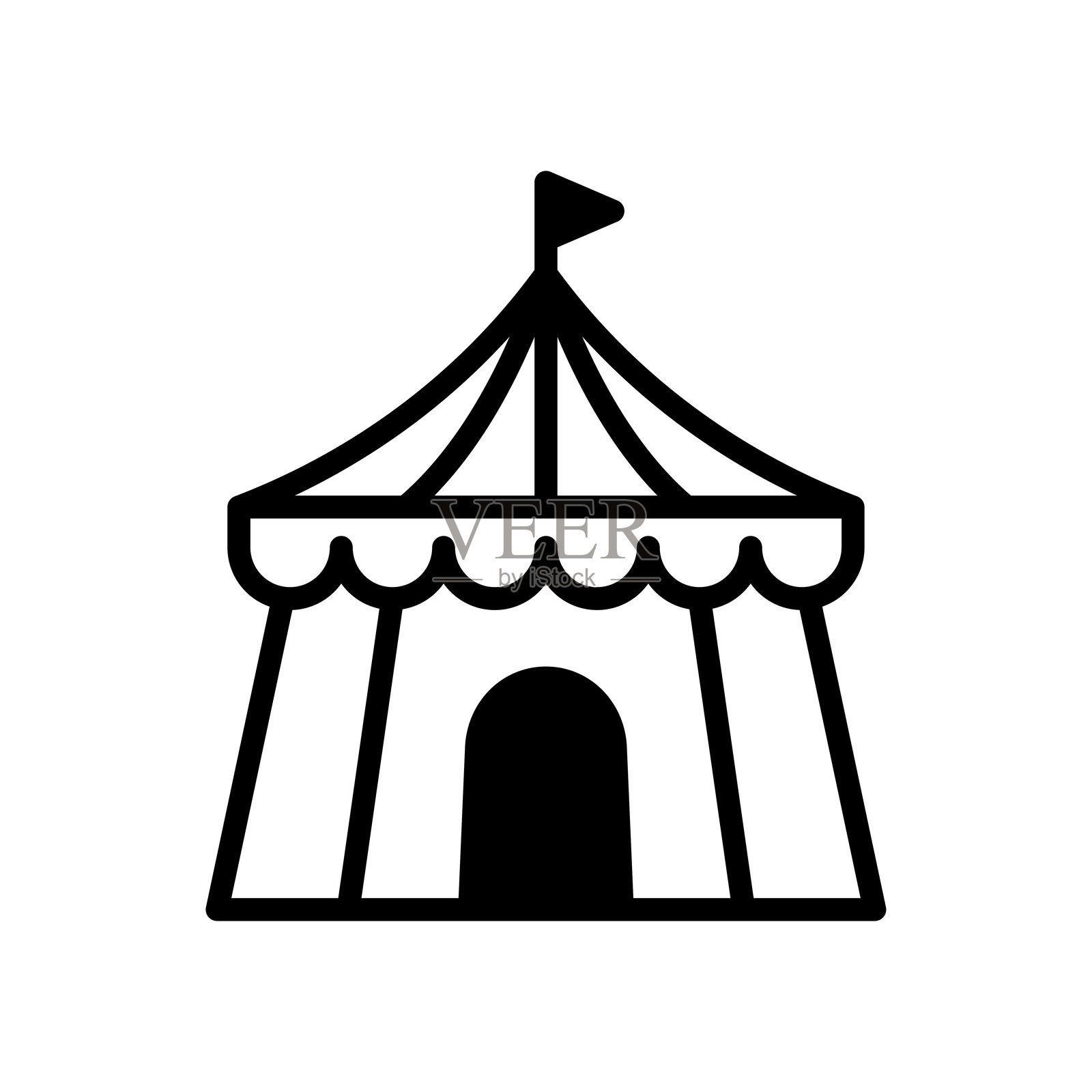 一个简单的马戏团帐篷线条画插画图片素材