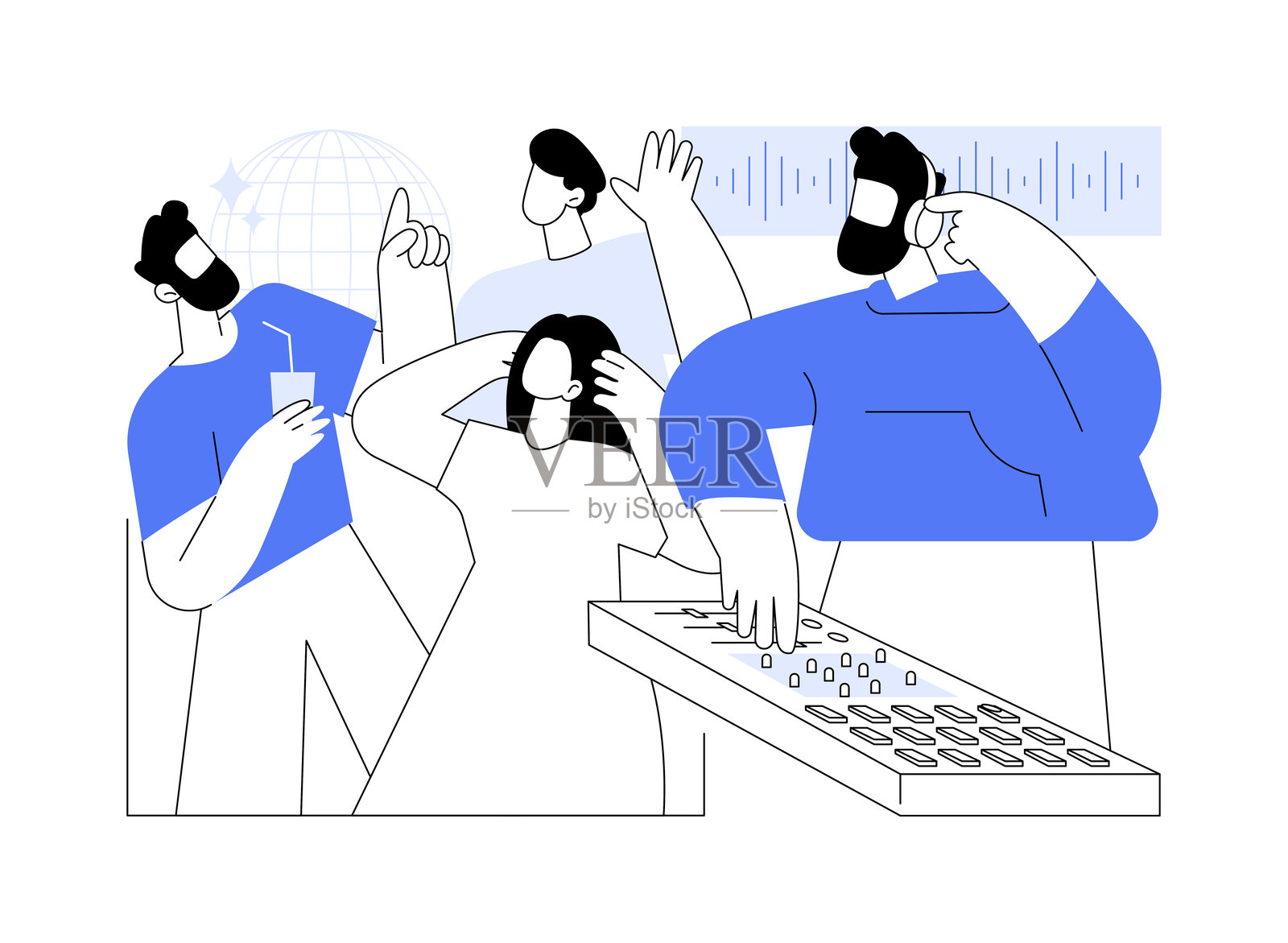 音响工程师孤立的卡通矢量插图。插画图片素材