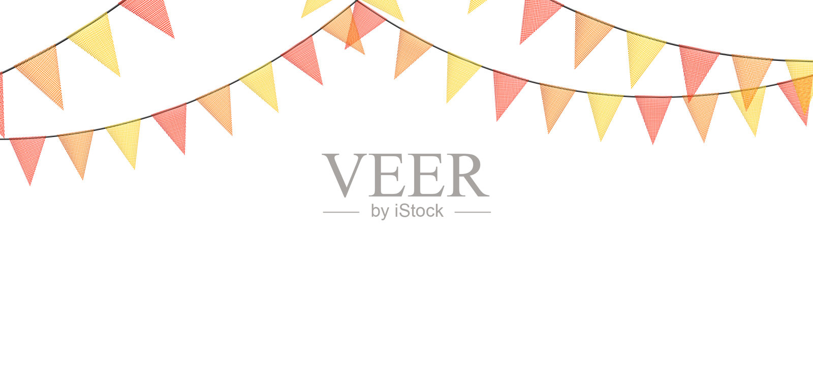 五彩缤纷的旗帜彩带，由撕碎的布料制成。用于节日和庆祝派对的装饰性多色派对旗帜。插画图片素材