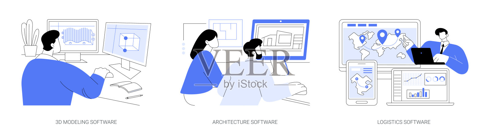 专业人士孤立的卡通矢量插图软件插画图片素材