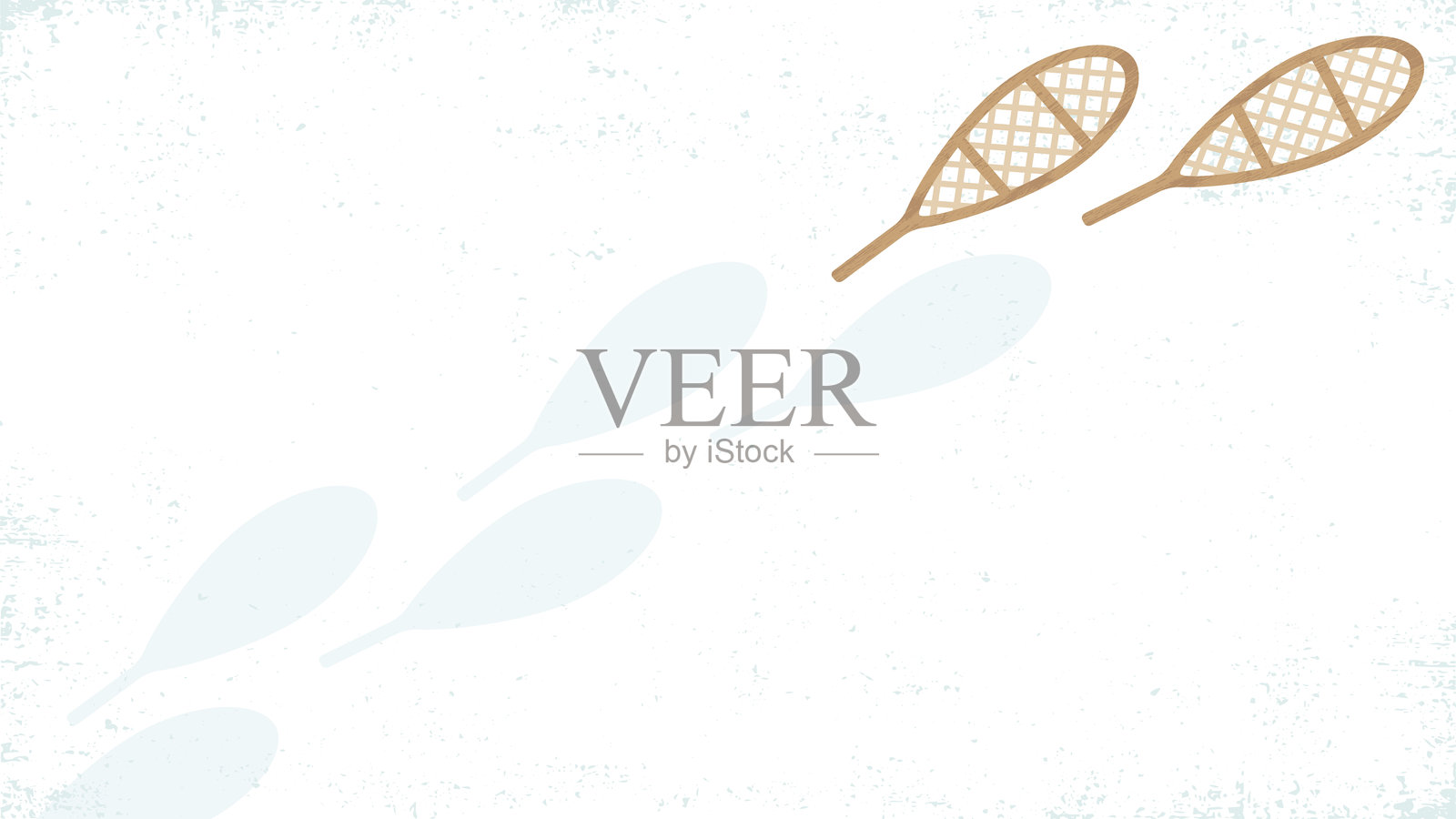 雪鞋和足迹插画图片素材